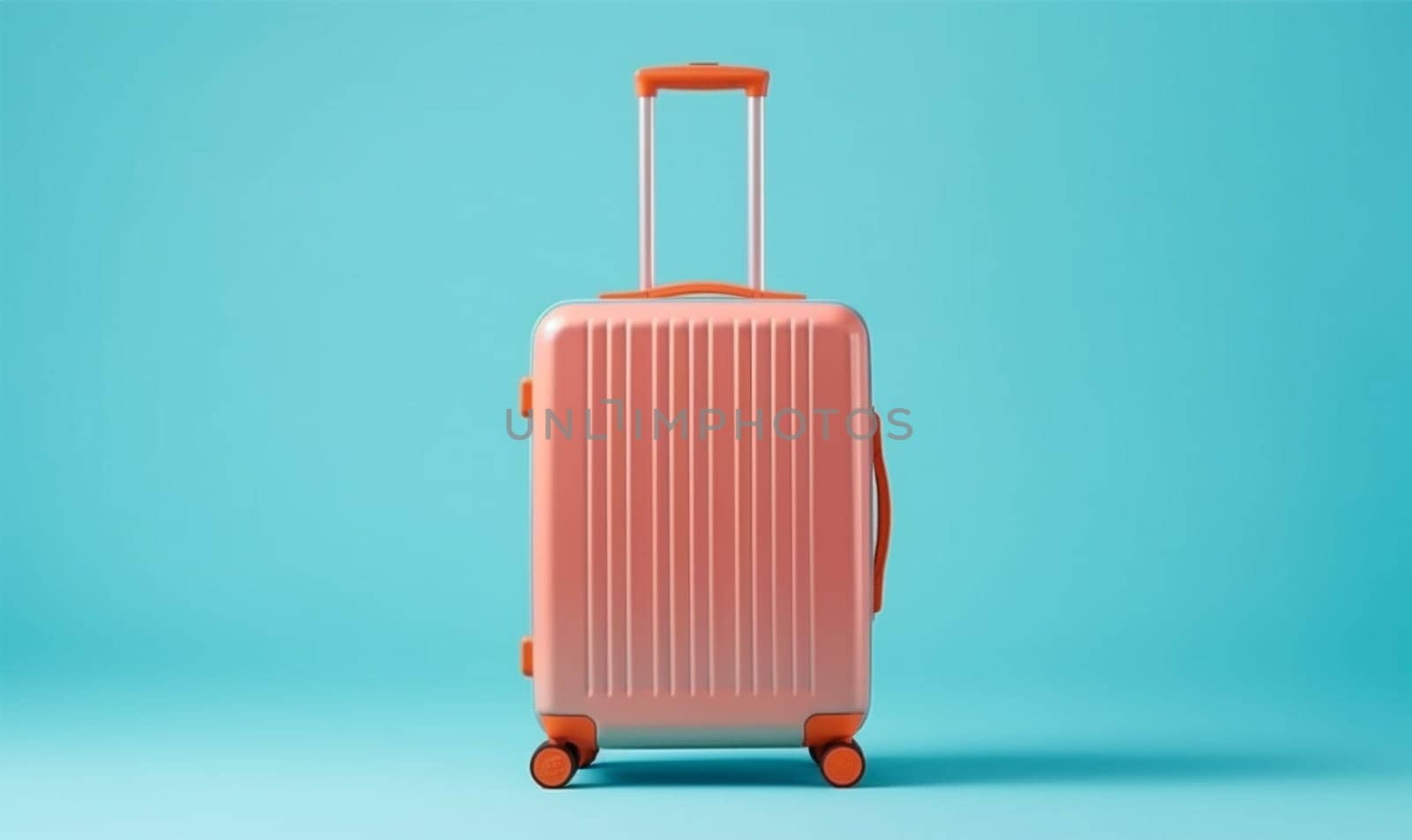 vacation blue travel background leisure hat trip suitcase journey baggage holiday. Generative AI. by SHOTPRIME