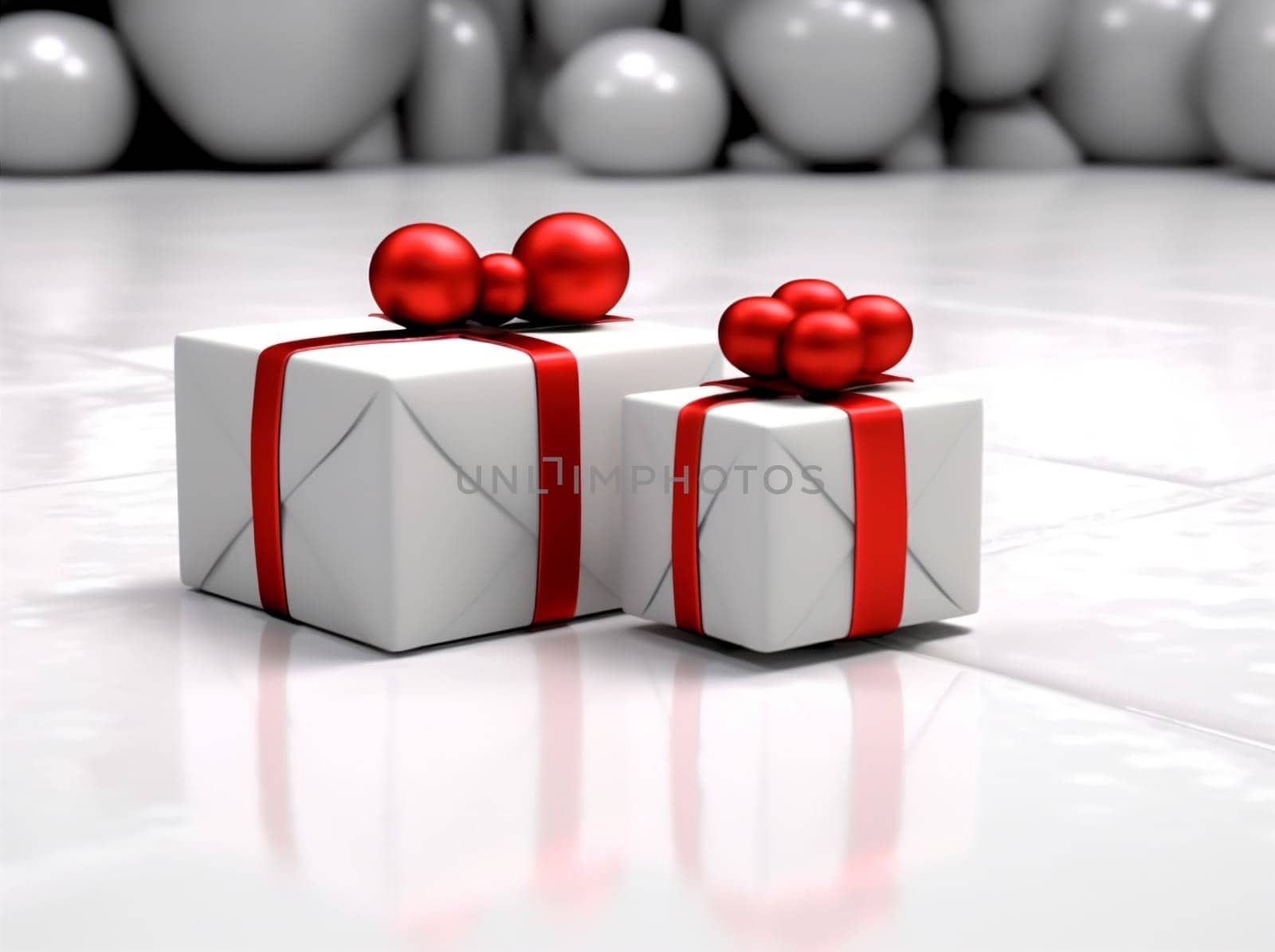 new box decoration object white isolated surprise ribbon gift package satin red greeting celebration present party shopping happy packaging christmas. Generative AI.