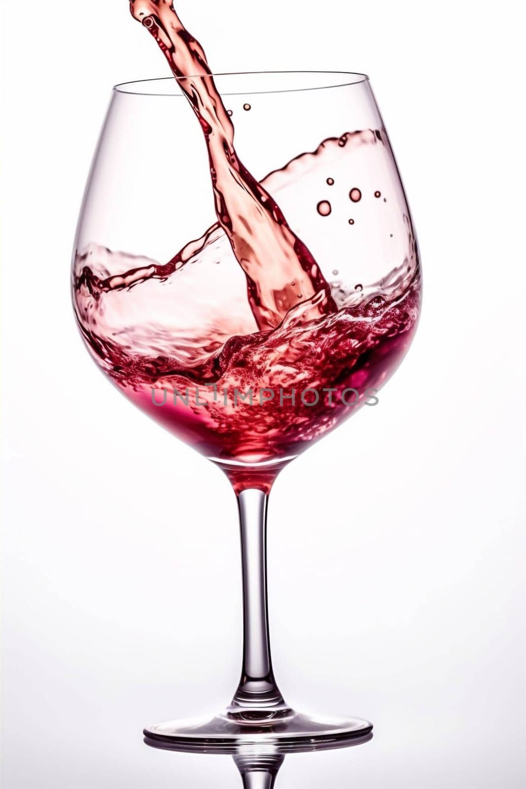 celebration red background gradient alcohol wine glass drink liquid closeup party. Generative AI. by SHOTPRIME