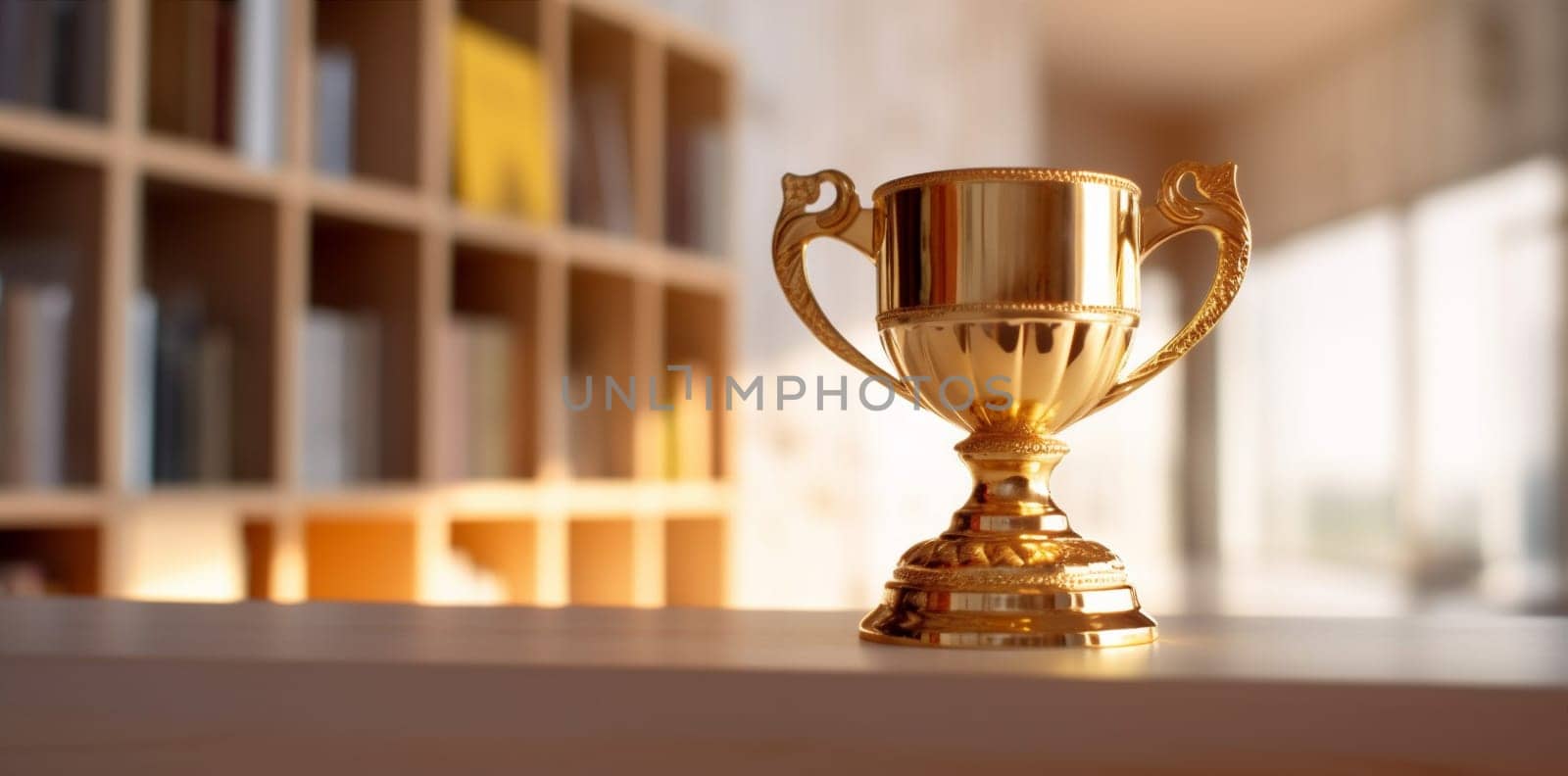 library bokeh competition trophy cup gold award celebration prize champion. Generative AI. by SHOTPRIME