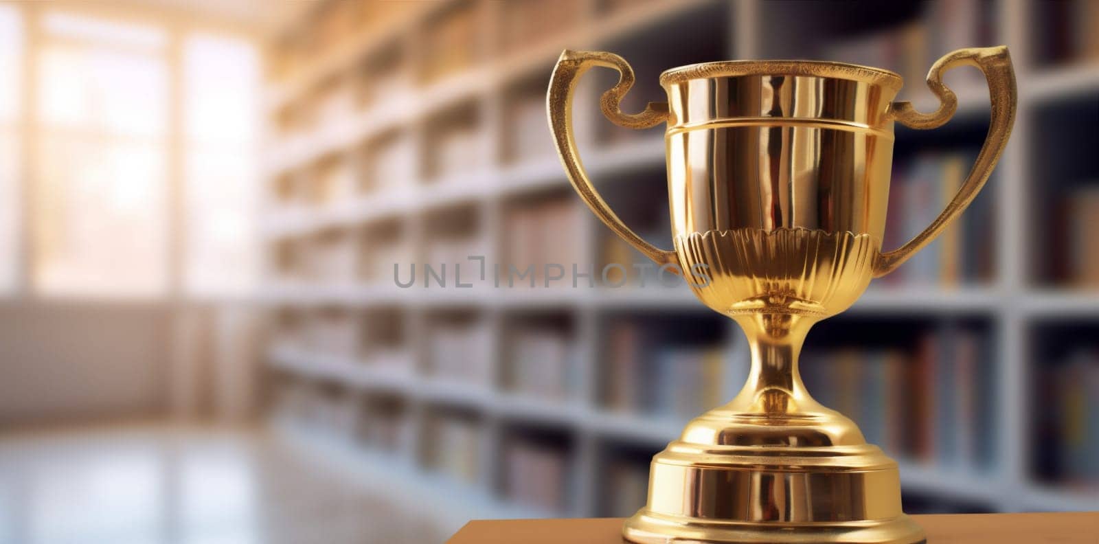 cup champion celebration reward award game best trophy bokeh competition gold win library white ceremony victory metal illustration succeed prize. Generative AI.