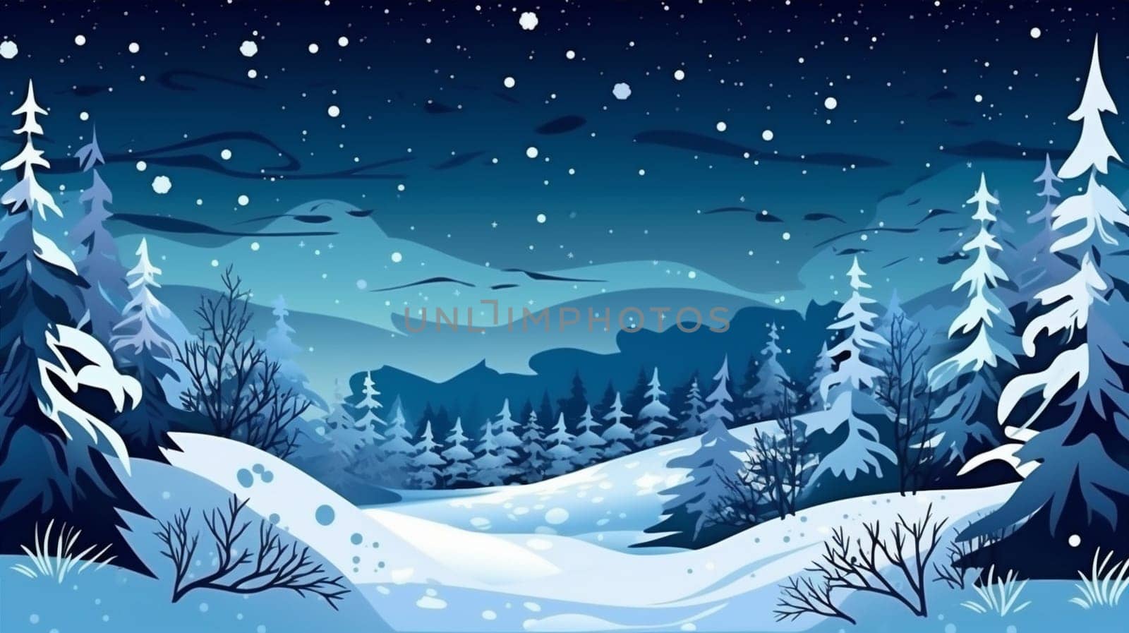 winter white celebration background tree year holiday fir christmas snow sky new. Generative AI. by SHOTPRIME