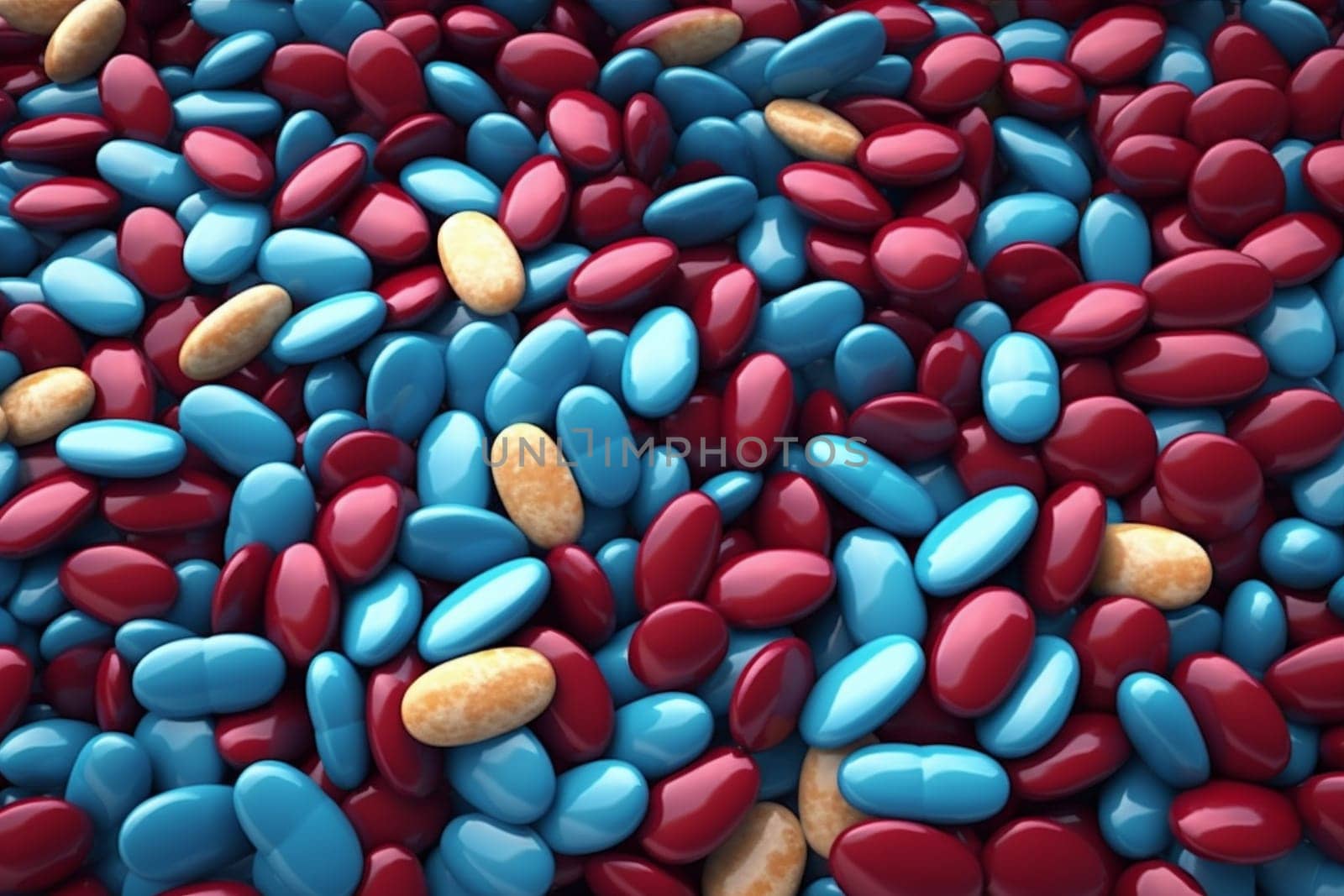 narcotic pill concept background pattern tablet medicine medical vitamin pharmacy health help healthcare drug remedy prescription medication white colorful capsule macro. Generative AI.