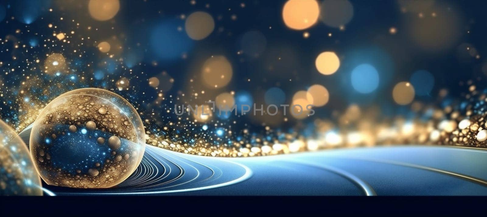 beautiful toy poster blue winter fir year light ball pine year gold merry background tree garland new holiday card decoration christmas ornament. Generative AI.