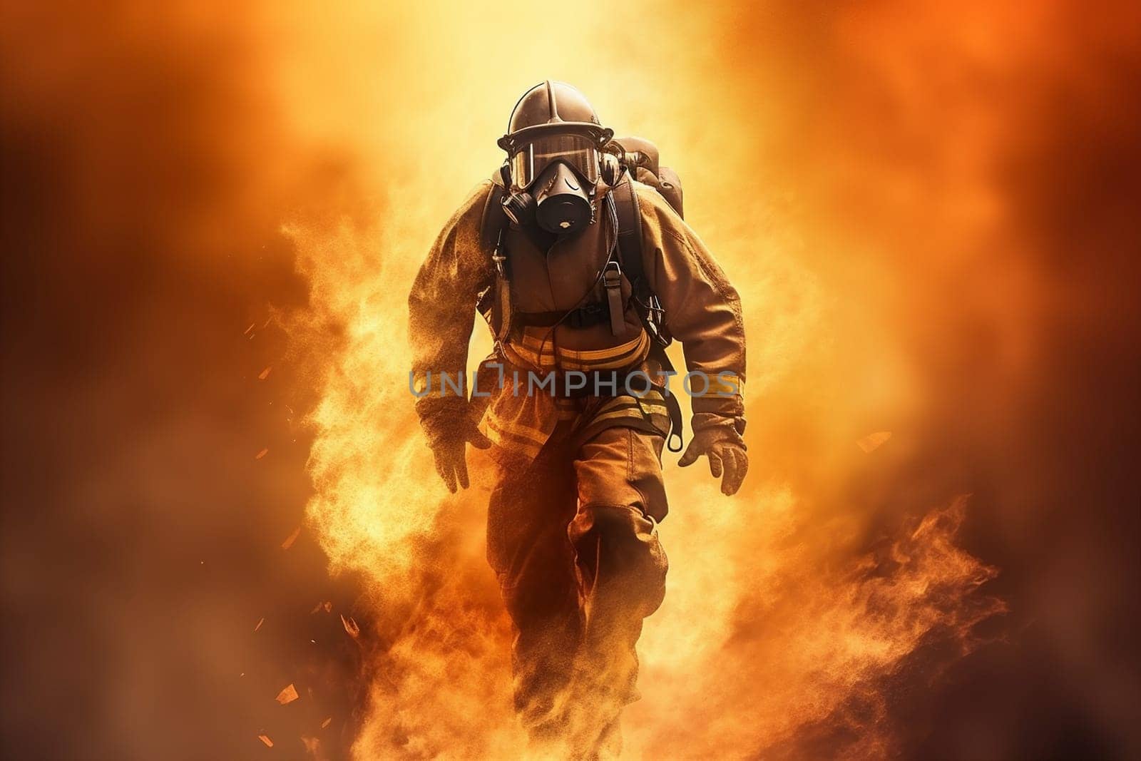fighter fireman fire safety uniform smoke rescue firefighter equipment emergency. Generative AI. by SHOTPRIME