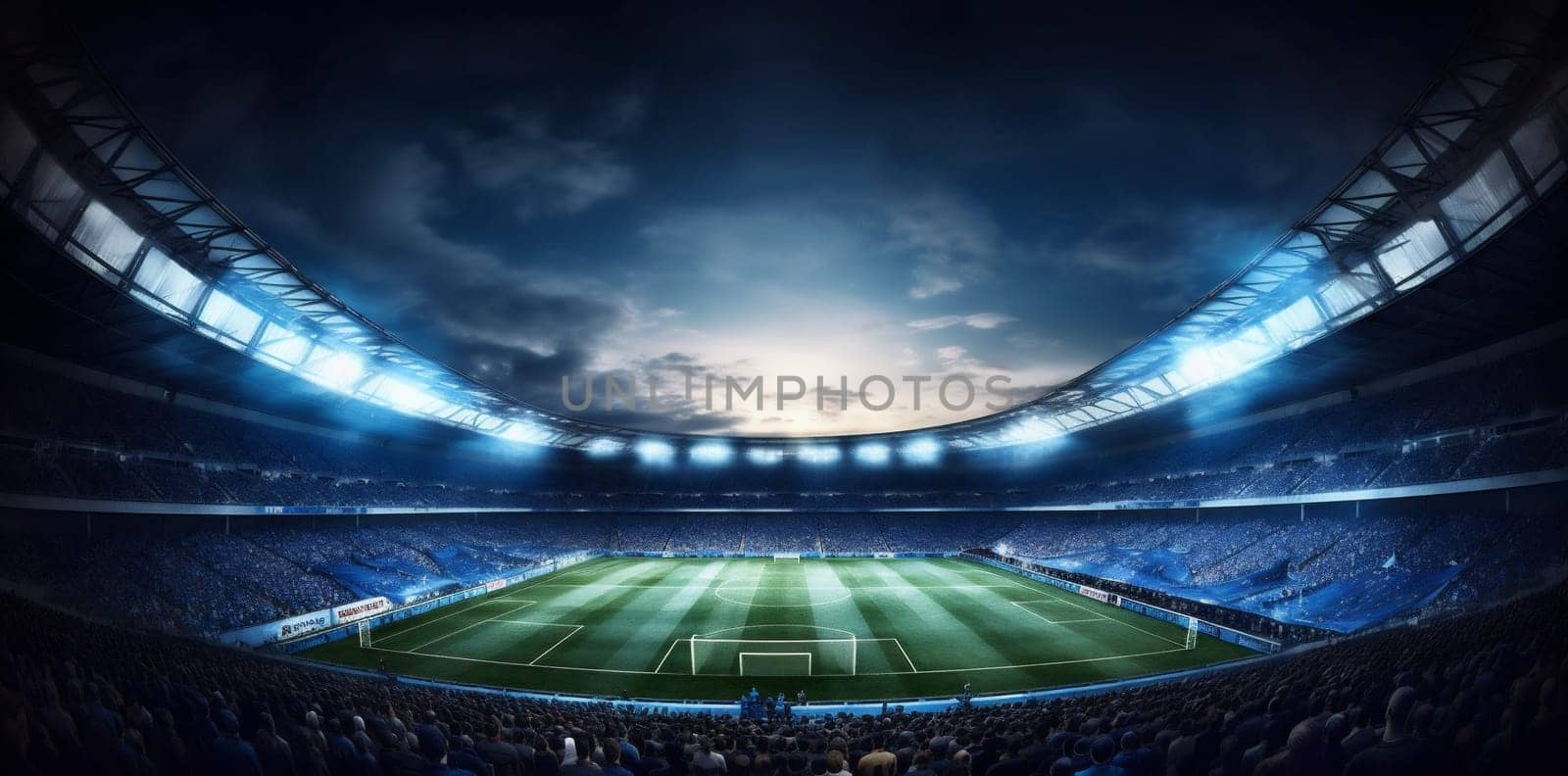 sport arena soccer light green stadium game world goal football. Generative AI. by SHOTPRIME