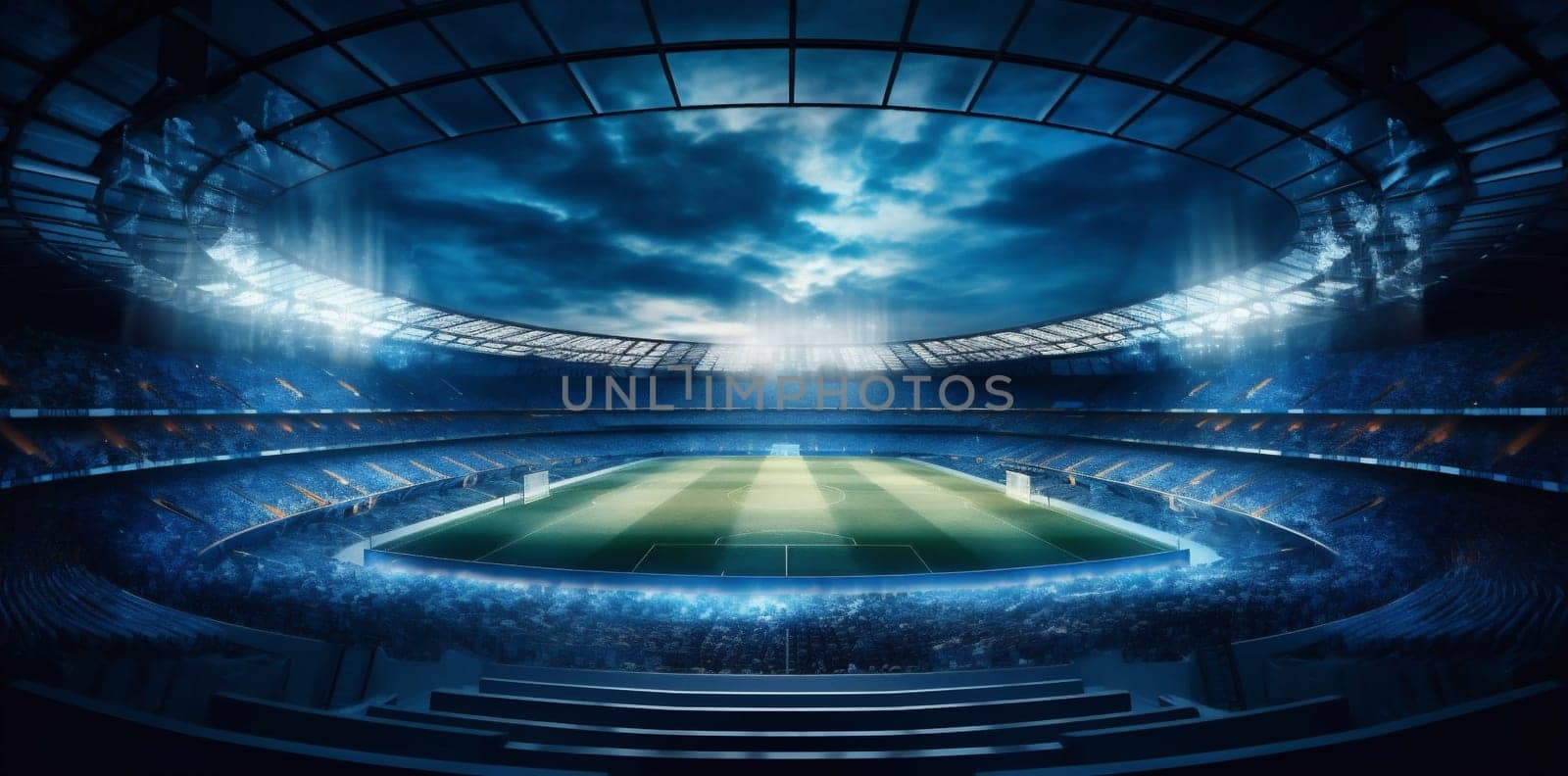 football light sport game soccer arena world green goal stadium. Generative AI. by SHOTPRIME