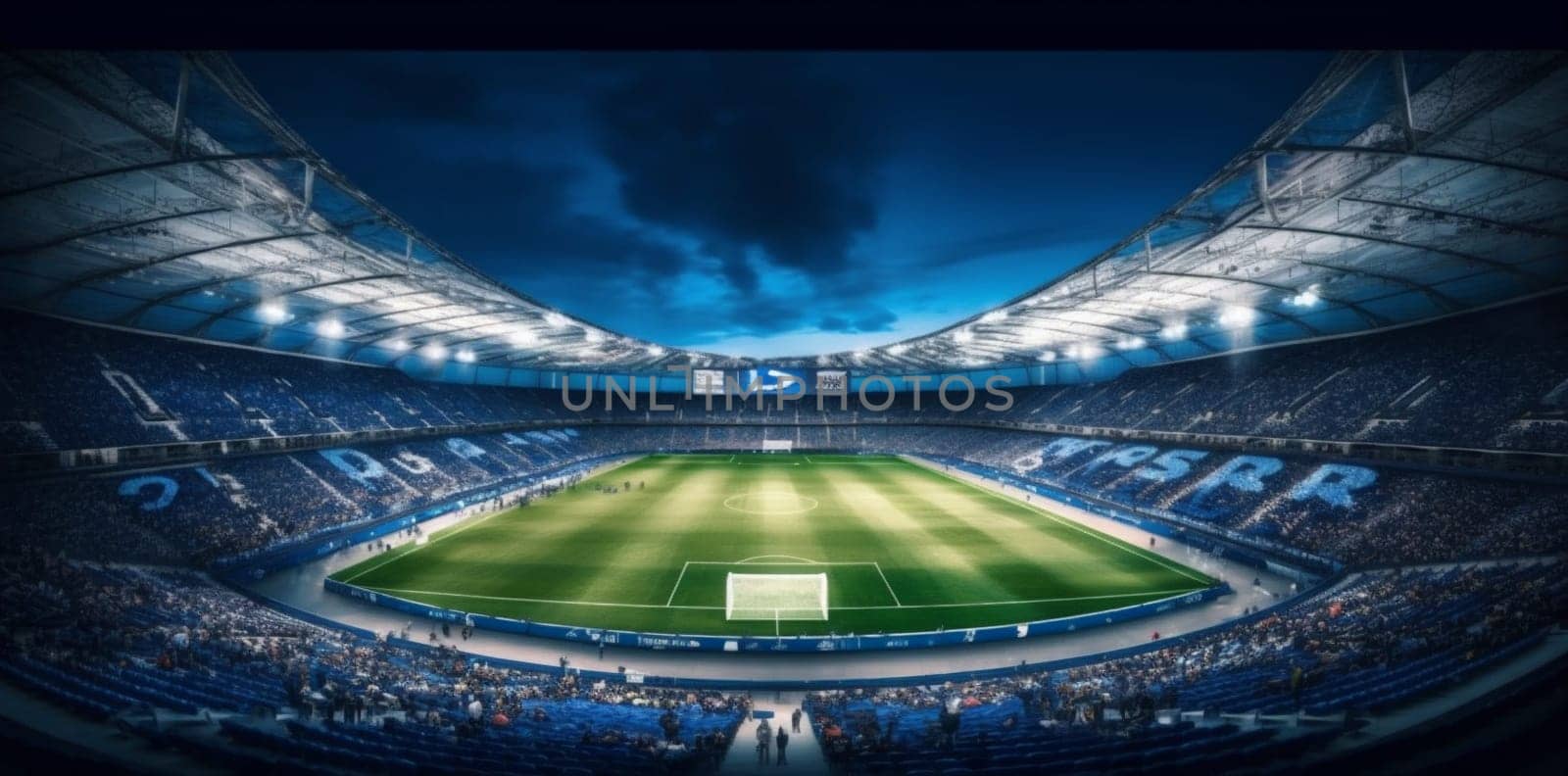 goal tribune stadium field play winner competition light spotlight world arena soccer green playground football activity game fan sport brazil. Generative AI.