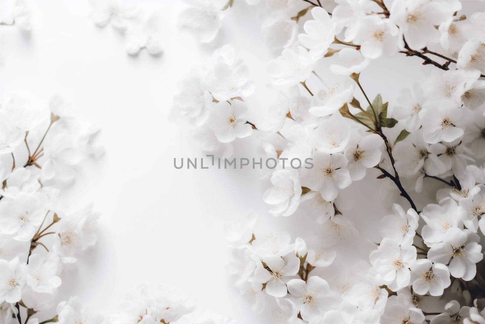 wedding beautiful blossom floral celebration spring bright white background flower nature. Generative AI. by SHOTPRIME