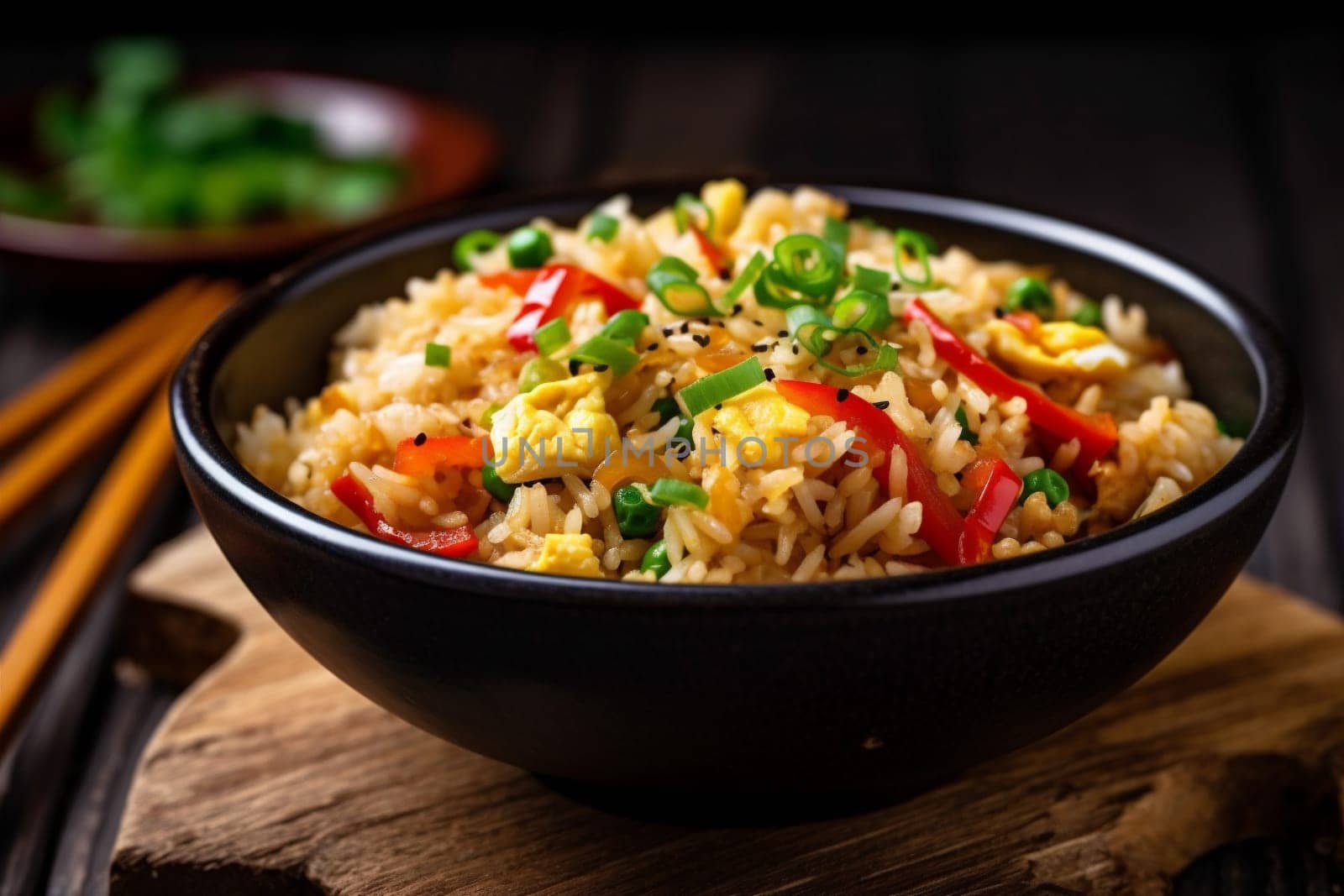 asian healthy rice chinese eat vegetable fried rice dinner food meal. Generative AI. by SHOTPRIME