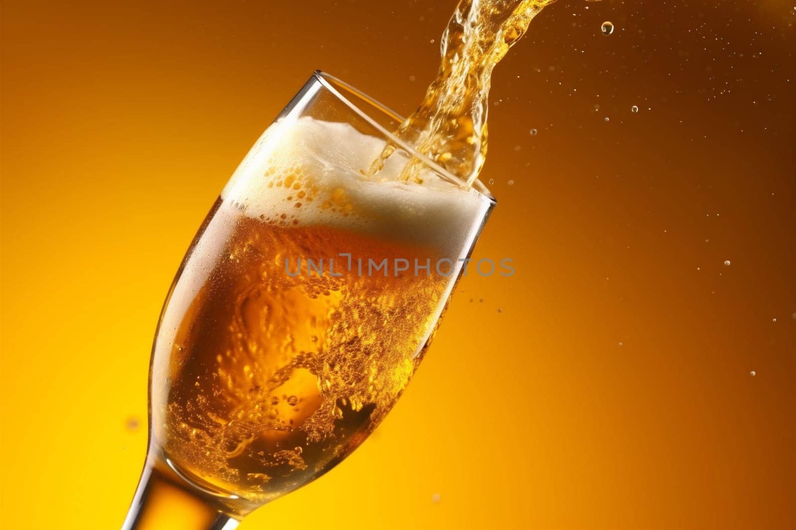 background bubble alcohol beer drink glass splash foam gradient cold light. Generative AI. by SHOTPRIME