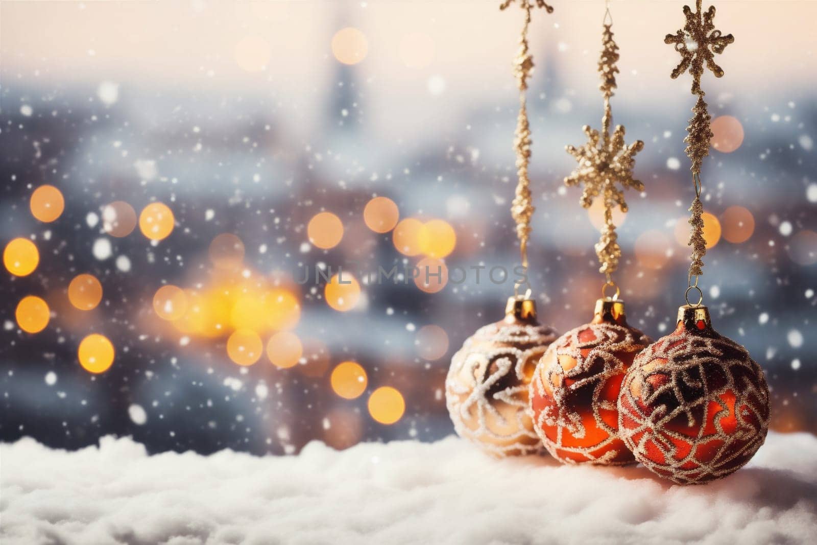 background new dark snowflakes card holiday tree year christmas christmas decoration gold. Generative AI. by SHOTPRIME