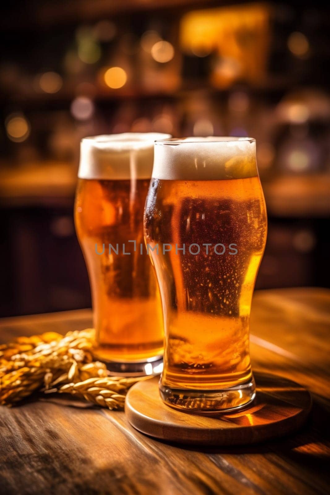 pint alcohol foam beer gold drink beverage pub glass lager. Generative AI. by SHOTPRIME