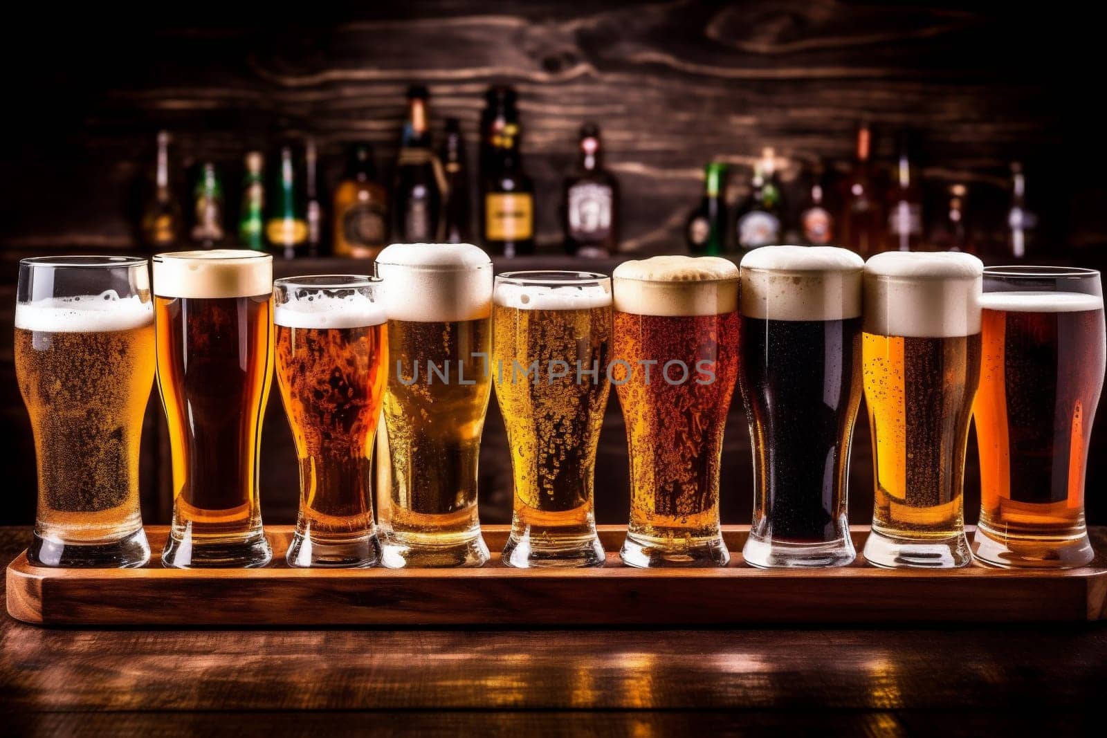 glass lager pub alcohol pint foam beverage beer gold drink. Generative AI. by SHOTPRIME