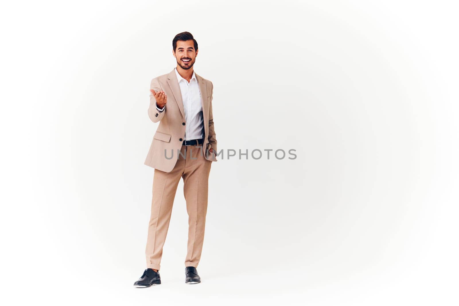 man beige happy victory isolated smiling winner running businessman suit business by SHOTPRIME