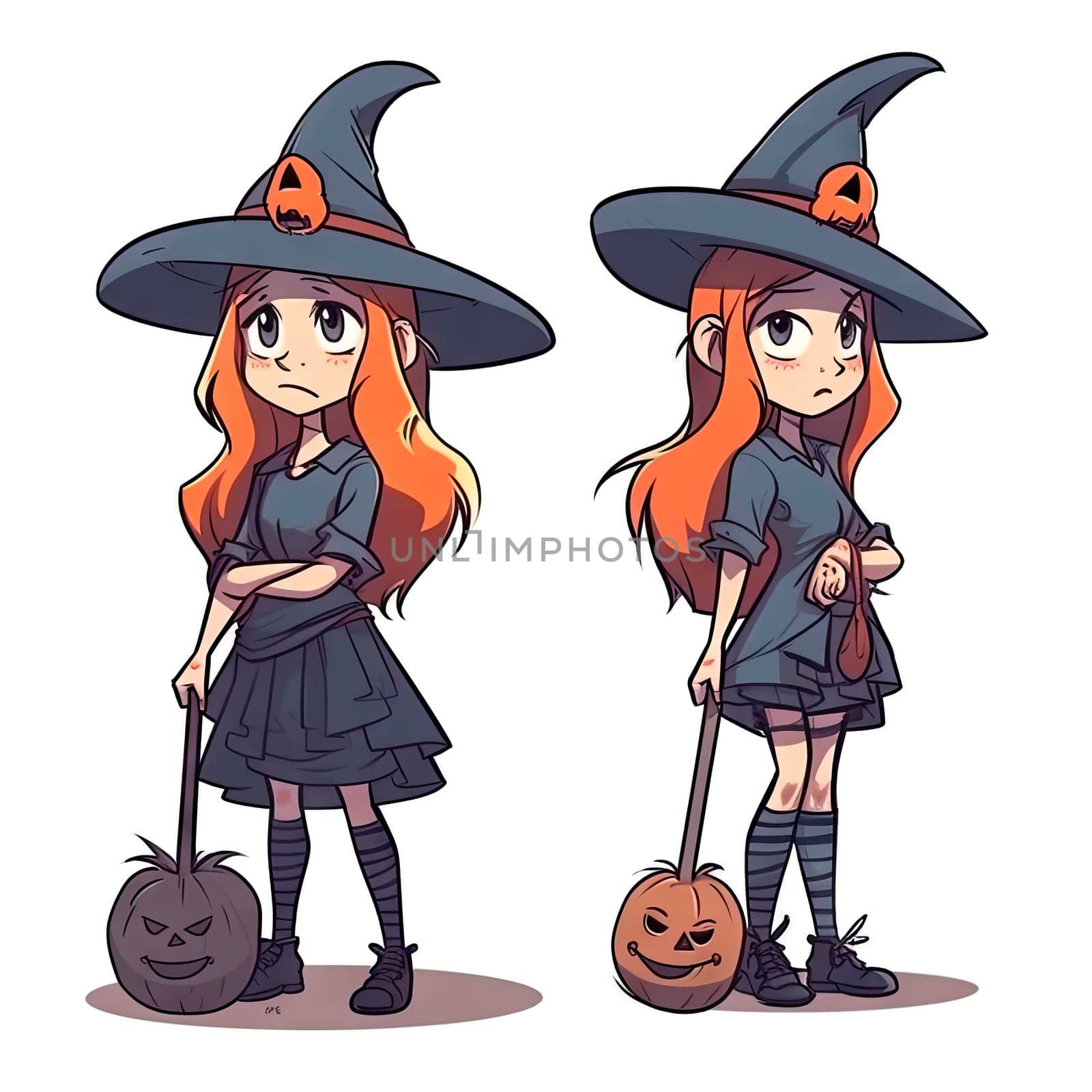 Witch clipart, isolated on transparent background. Ai generative