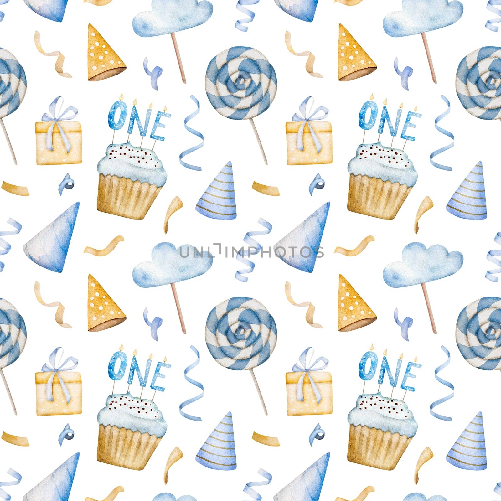 Baby child birthday celebration seamless pattern by tan4ikk1