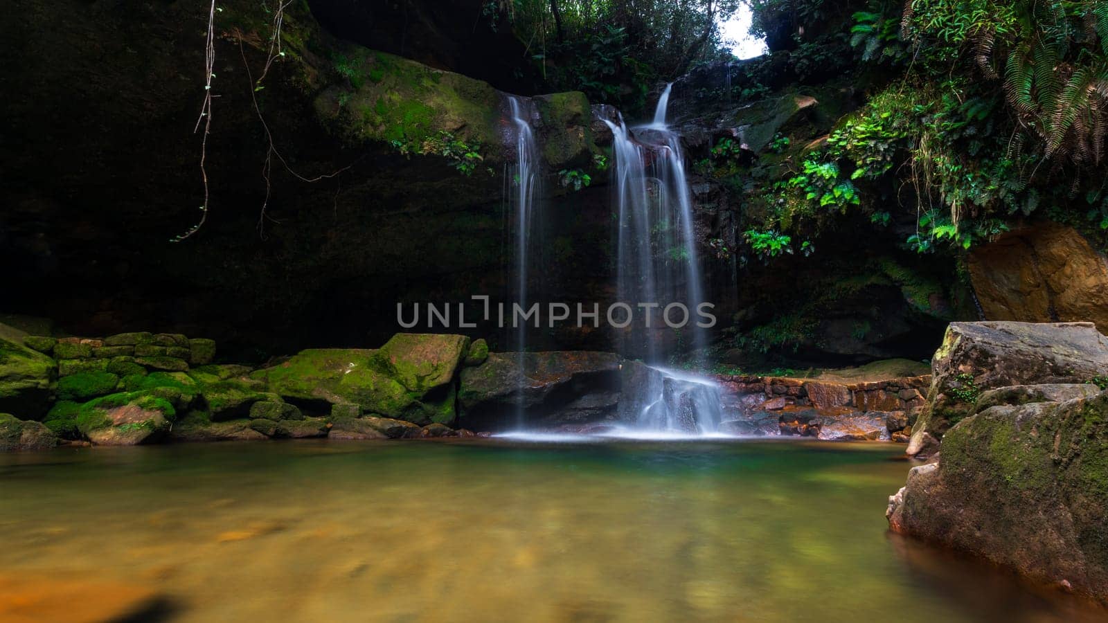 waterfall with mossy landscape by Hoverstock