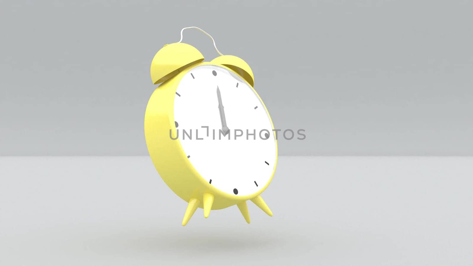 Levitation clock alarm on gray intro 3d render by Zozulinskyi