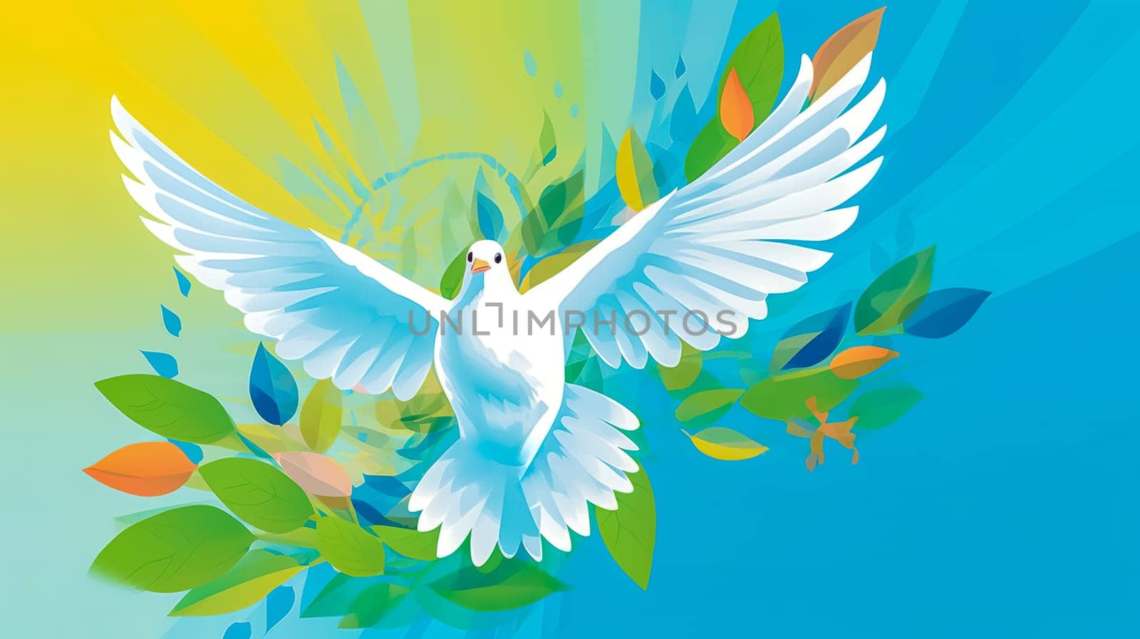 peace on the planet, the dove as a symbol of peace and friendship on earth, made with Generative AI. High quality illustration