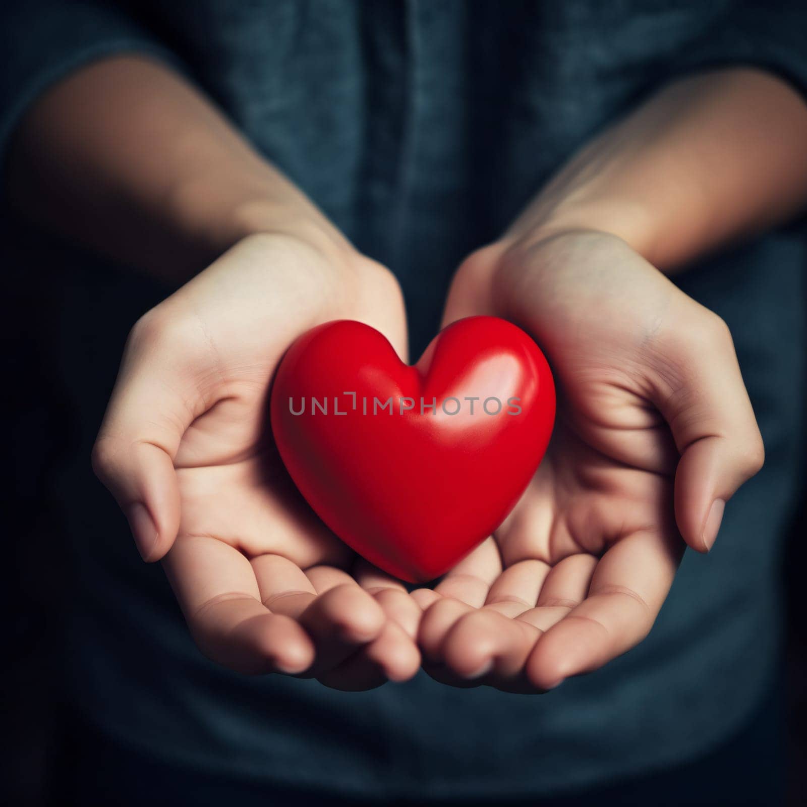 Teen boy hands holding red heart, heart health insurance,social responsibility generative ai by juliet_summertime