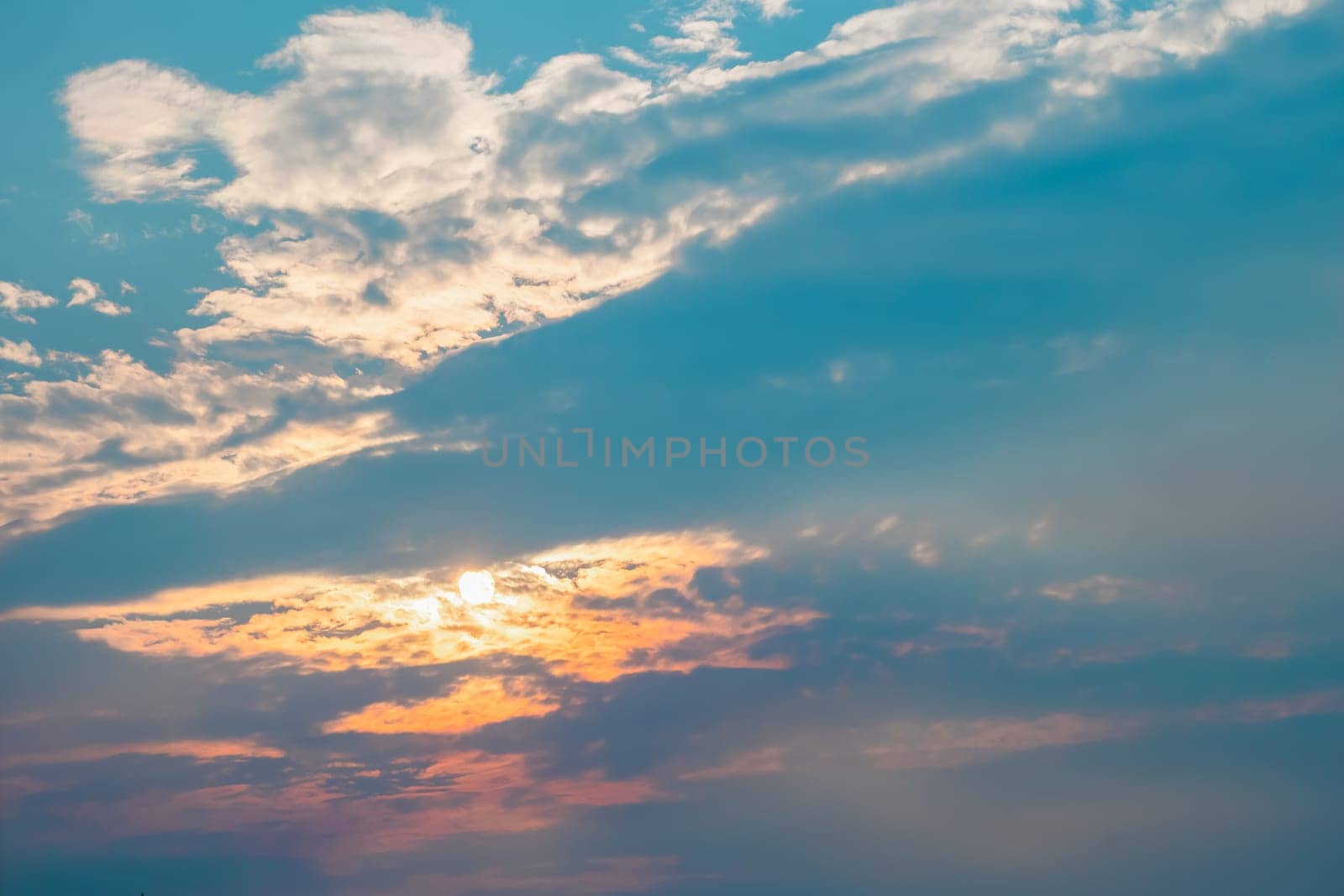 Cloudscape of natural sky with blue sky and white clouds in the sky use for wallpaper background in concept dreamy, heaven or freedom in life