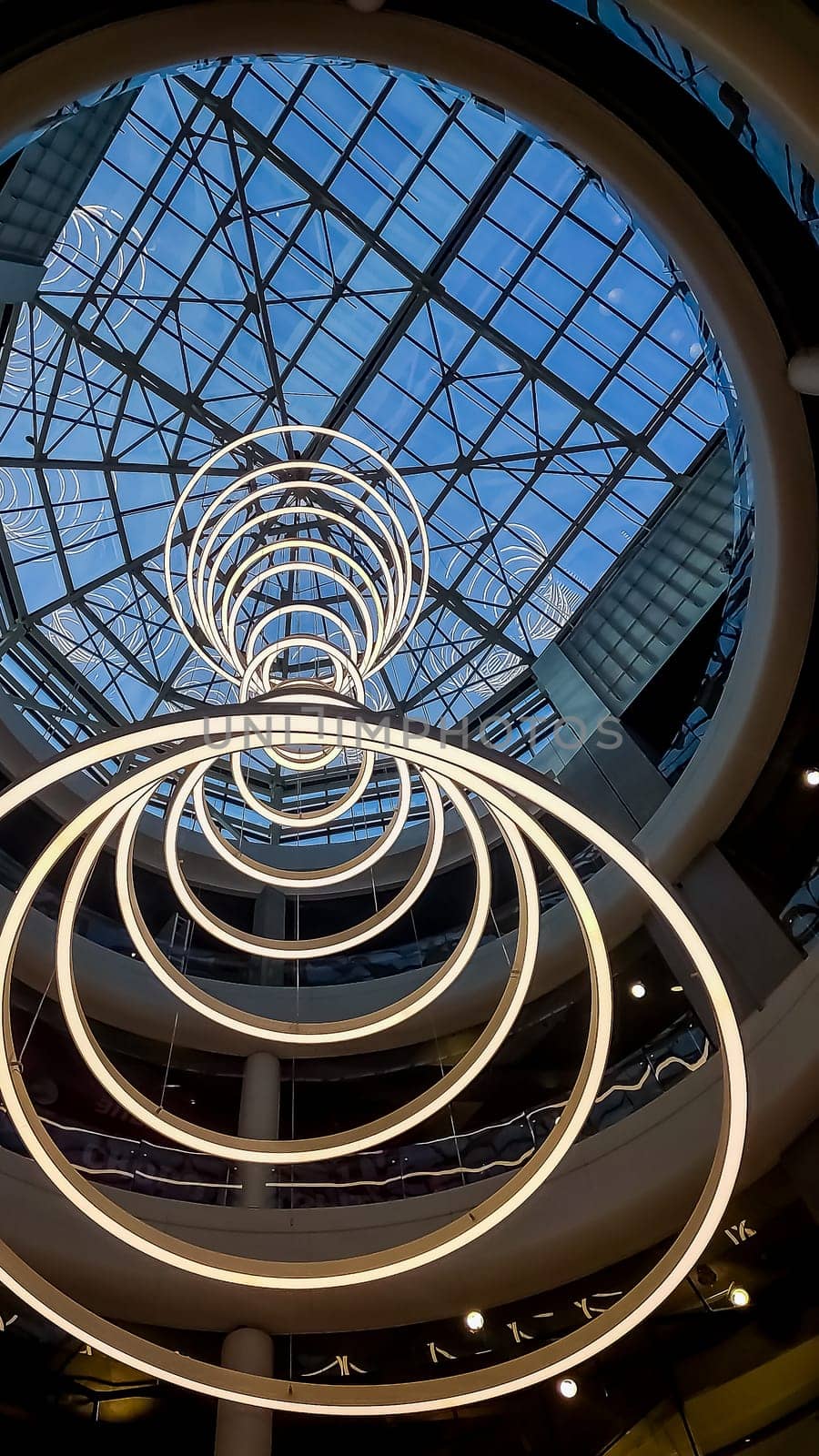 Large beautiful round chandelier in chinese style on ceiling