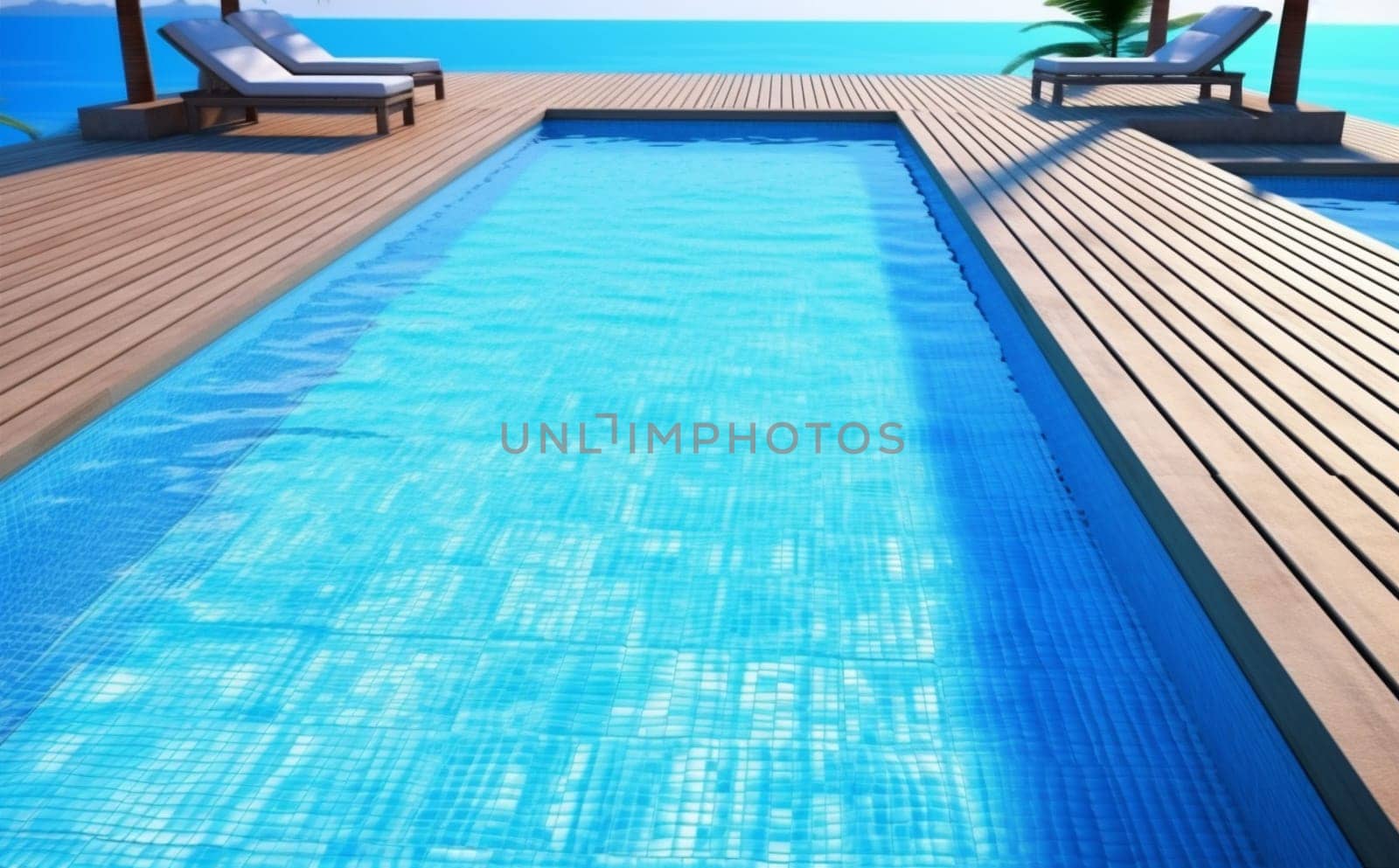 pool resort water night summer light holiday luxury vacation large. Generative AI. by SHOTPRIME