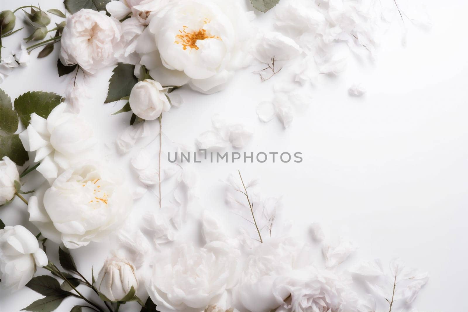 nature spring flower beautiful beauty white background celebration blossom floral wedding. Generative AI. by SHOTPRIME