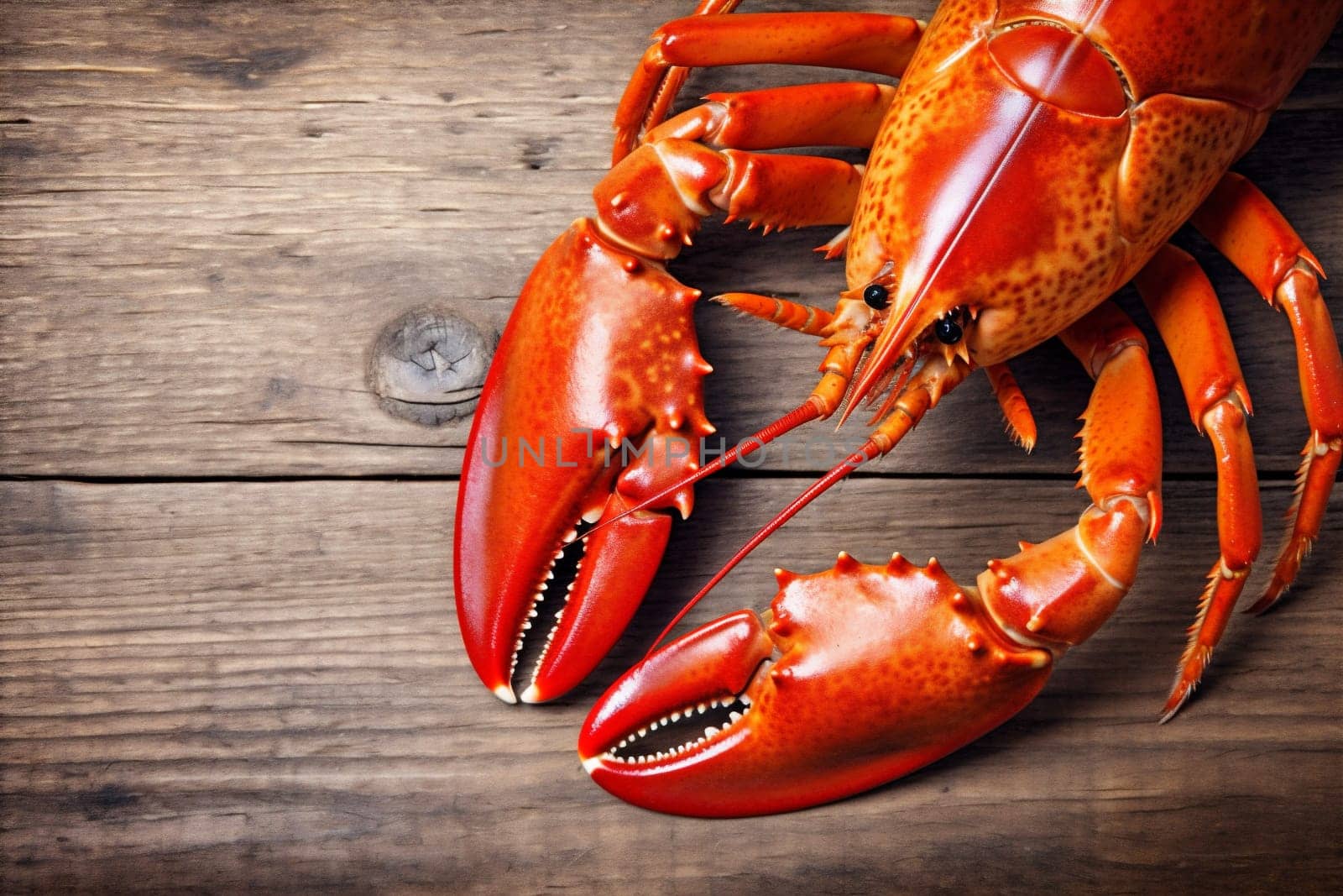 seafood claw copy boiled background food cooked lobster crayfish crawfish space red. Generative AI. by SHOTPRIME