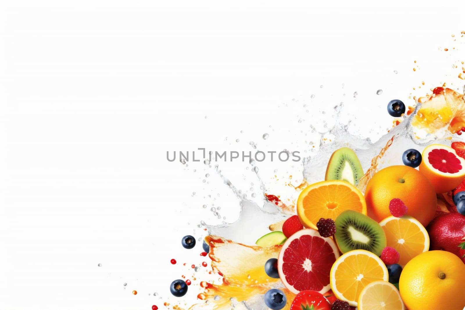 fruit banana juice hookah ice grape food background smoke apple orange. Generative AI. by SHOTPRIME