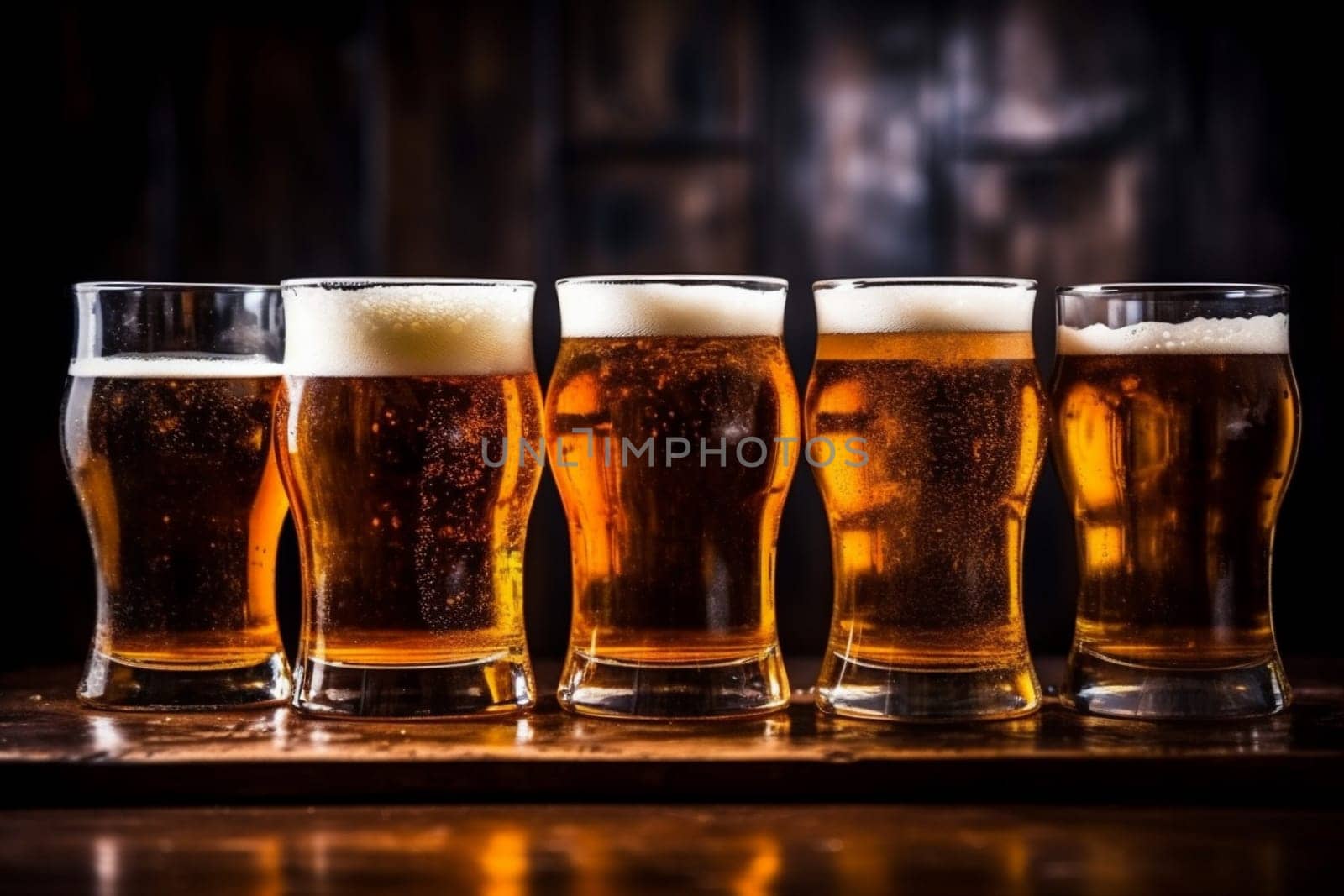 glass pint beverage lager beer pub drink gold foam alcohol. Generative AI. by SHOTPRIME