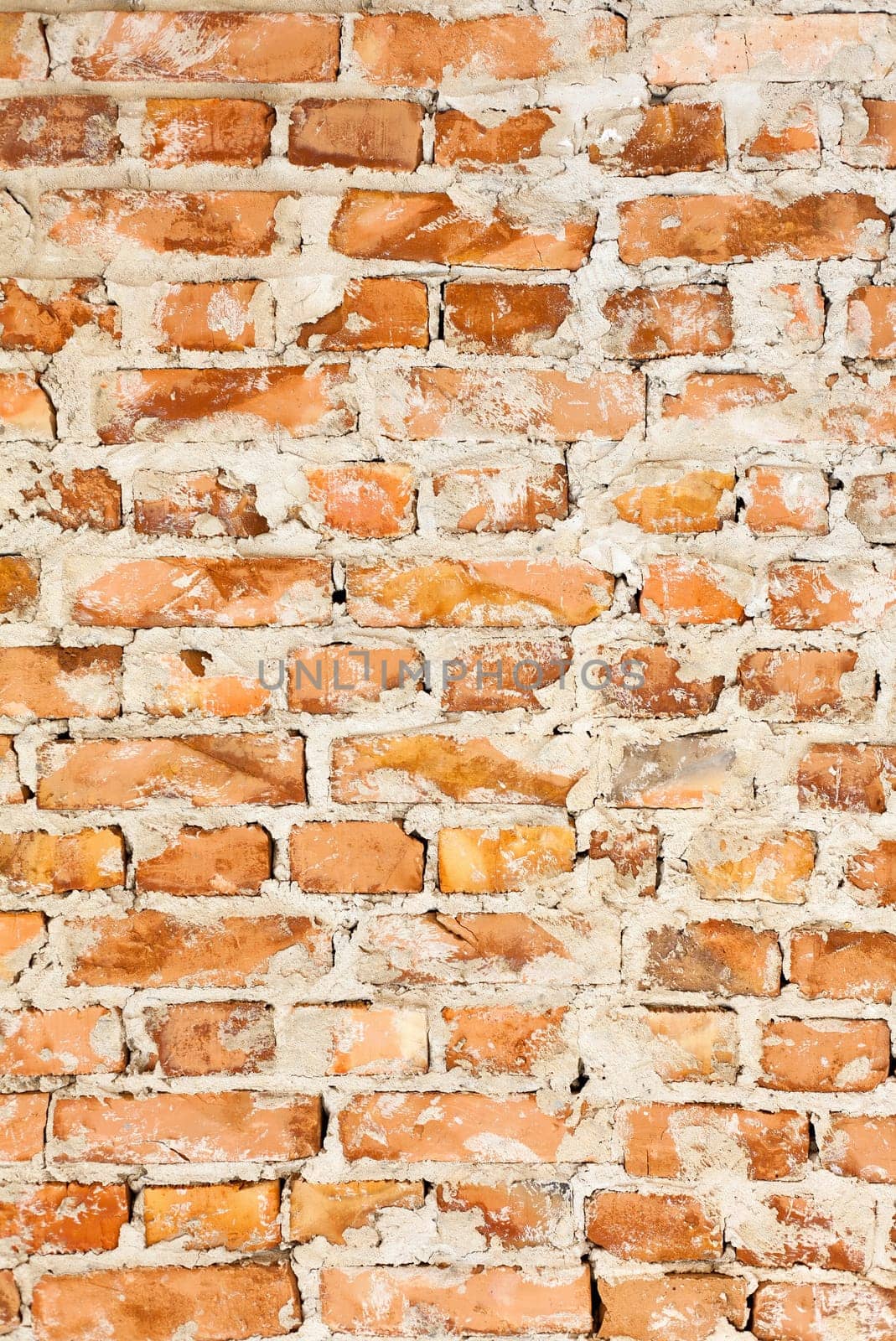 Old red brick wall background. Macro shot by sfinks