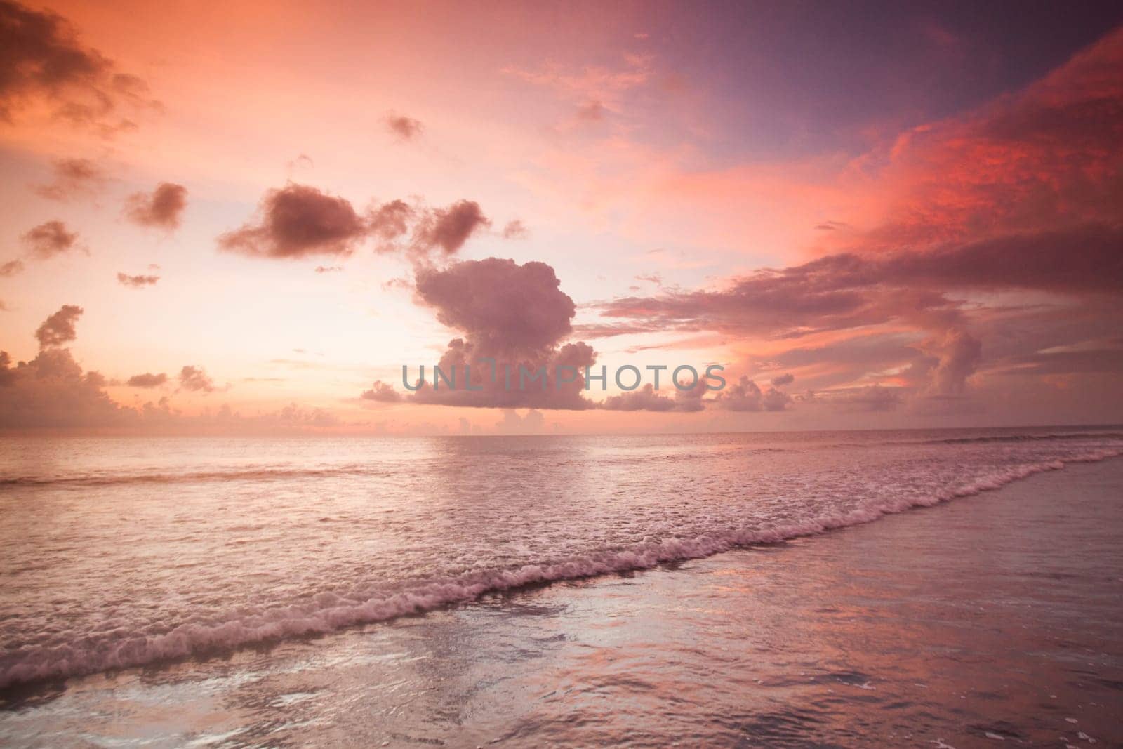 Sunset over sea on Bali, Seminyak, Double six beach