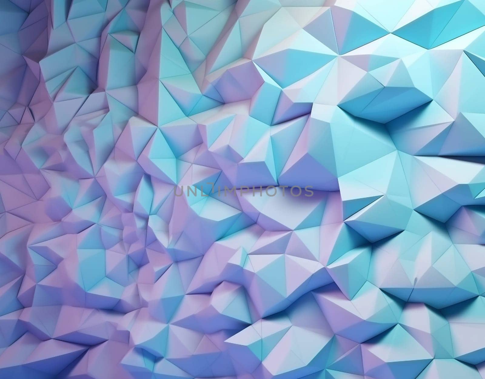 abstract low poly light blue and green background, generative AI. High quality photo