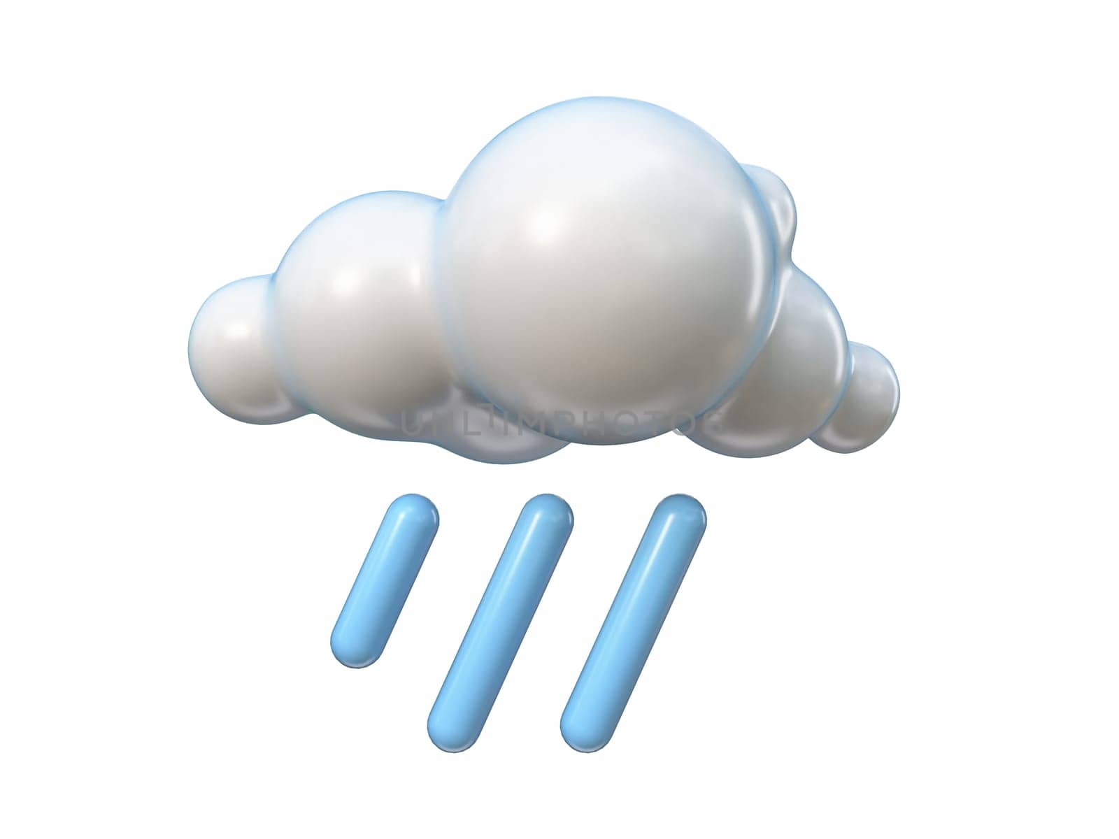 Weather icon Cloud with heavy rain 3D rendering illustration isolated on white background
