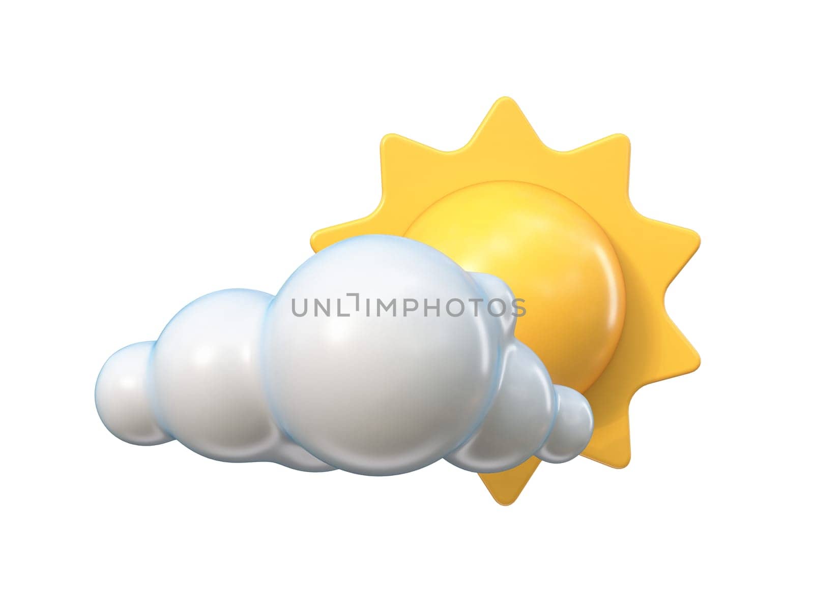 Weather icon Partly cloudy 3D rendering illustration isolated on white background