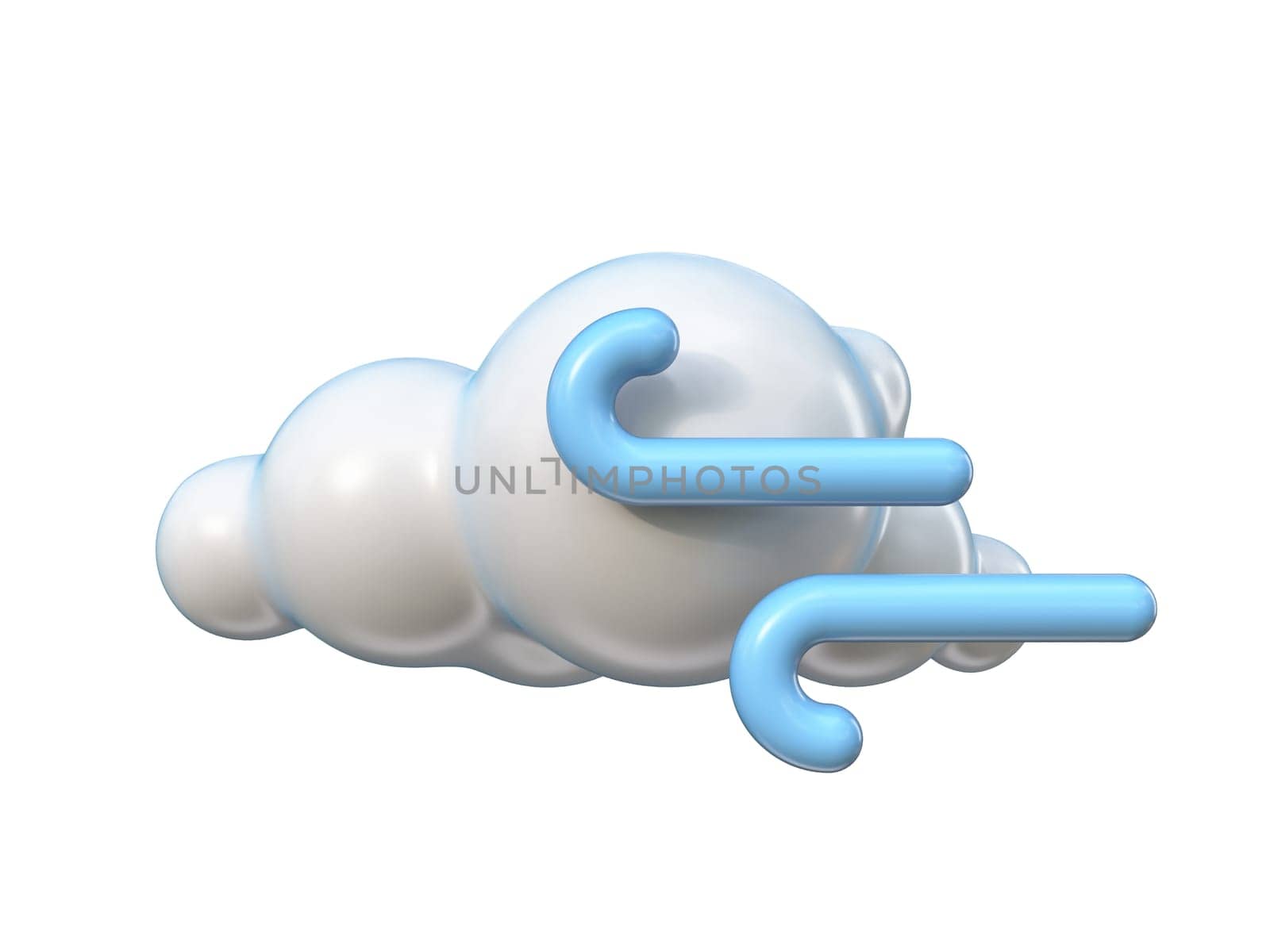 Weather icon Windy cloud 3D rendering illustration isolated on white background