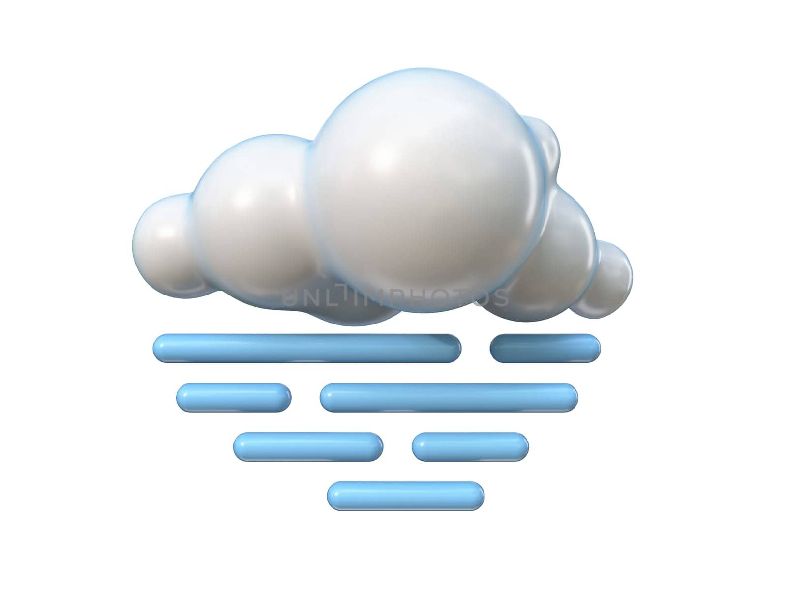 Weather icon Cloud with fog 3D rendering illustration isolated on white background