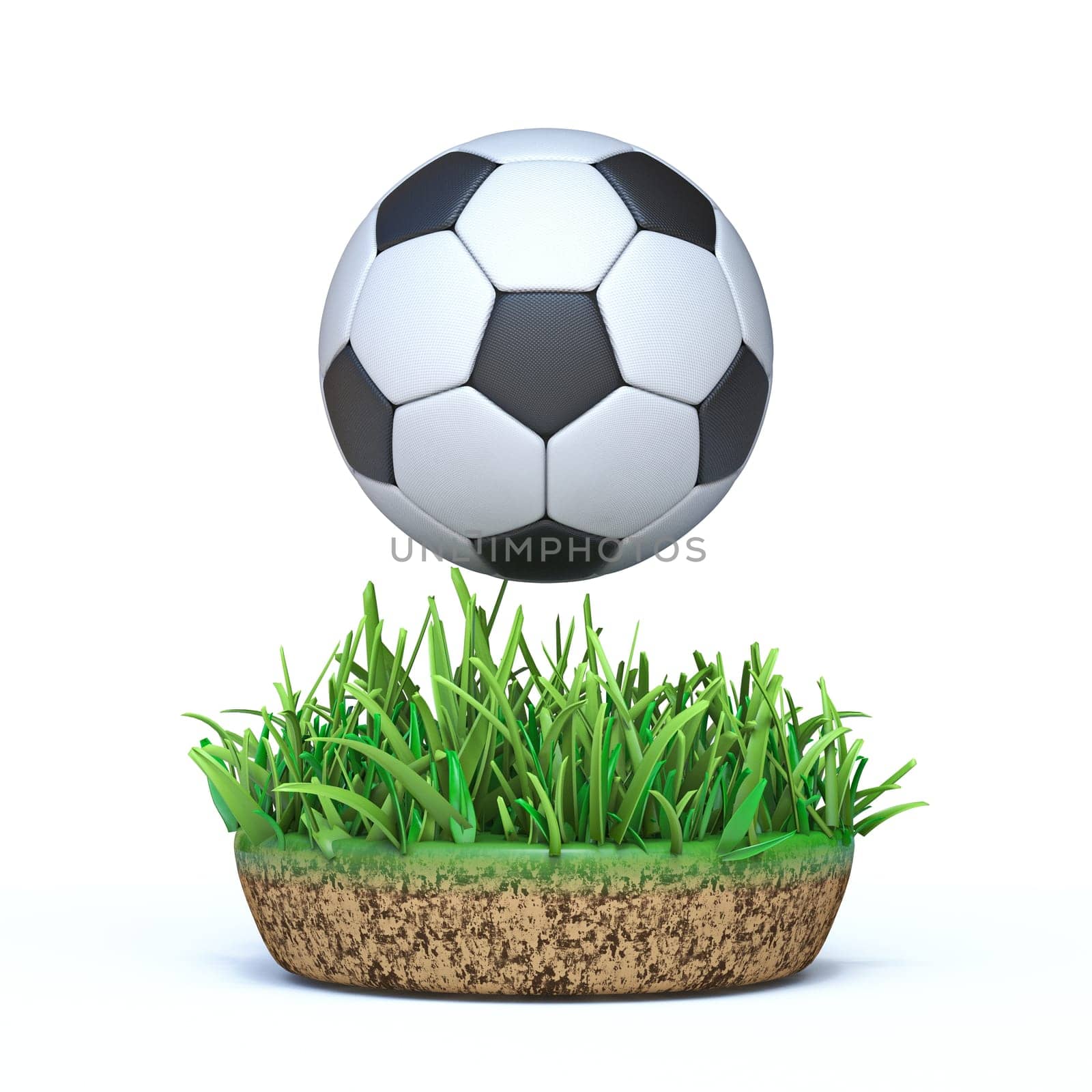 Football Soccer ball on grass island 3D by djmilic