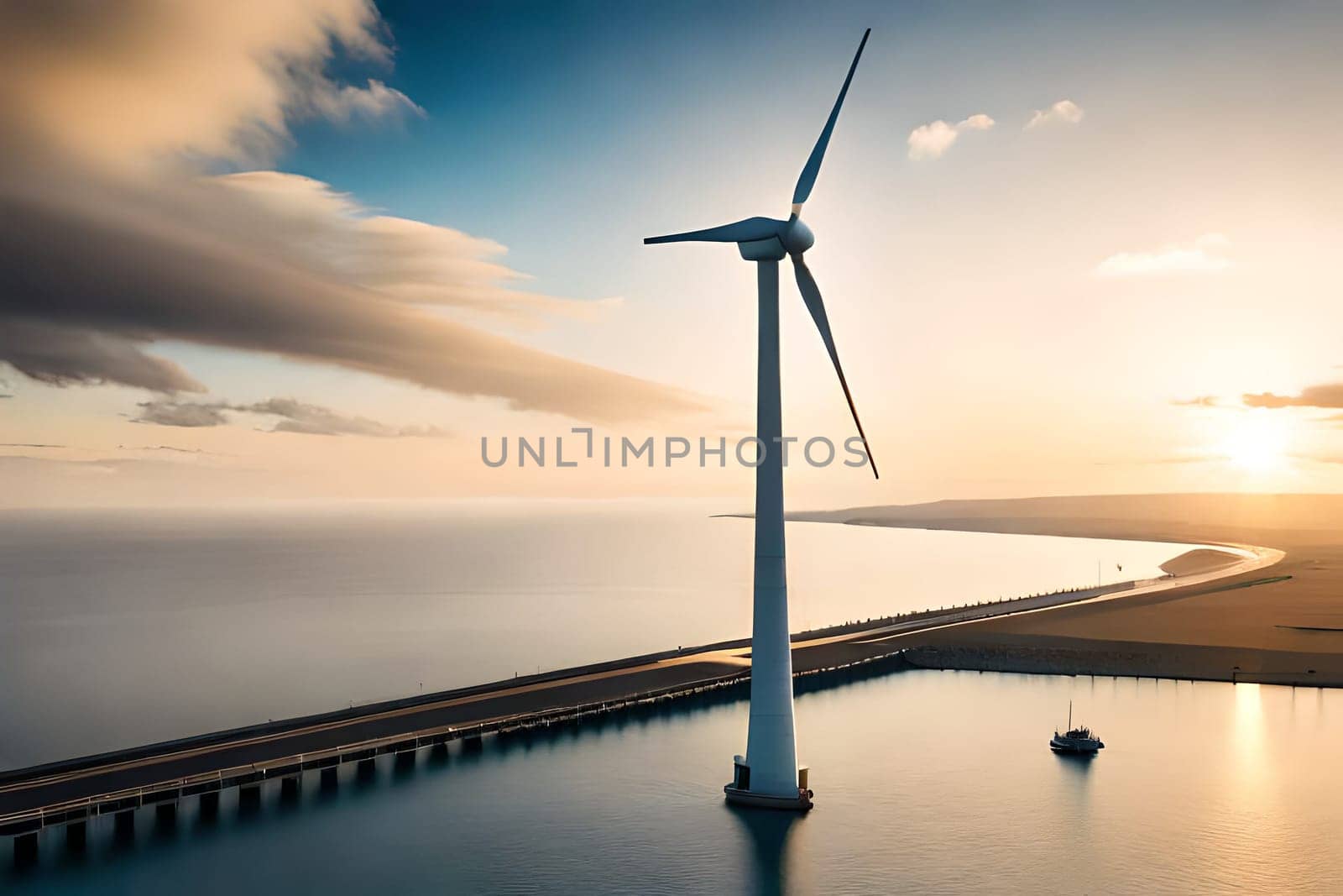 Panoramic view of wind farm with high wind turbines by milastokerpro