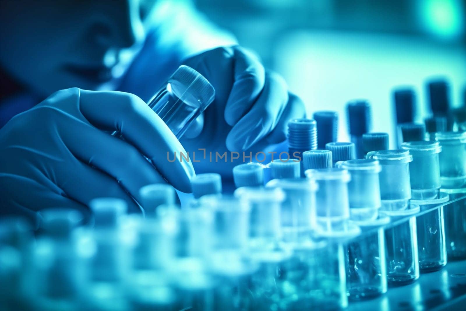 laboratory biotechnology hand research test science tube experiment medical medicine. Generative AI. by SHOTPRIME