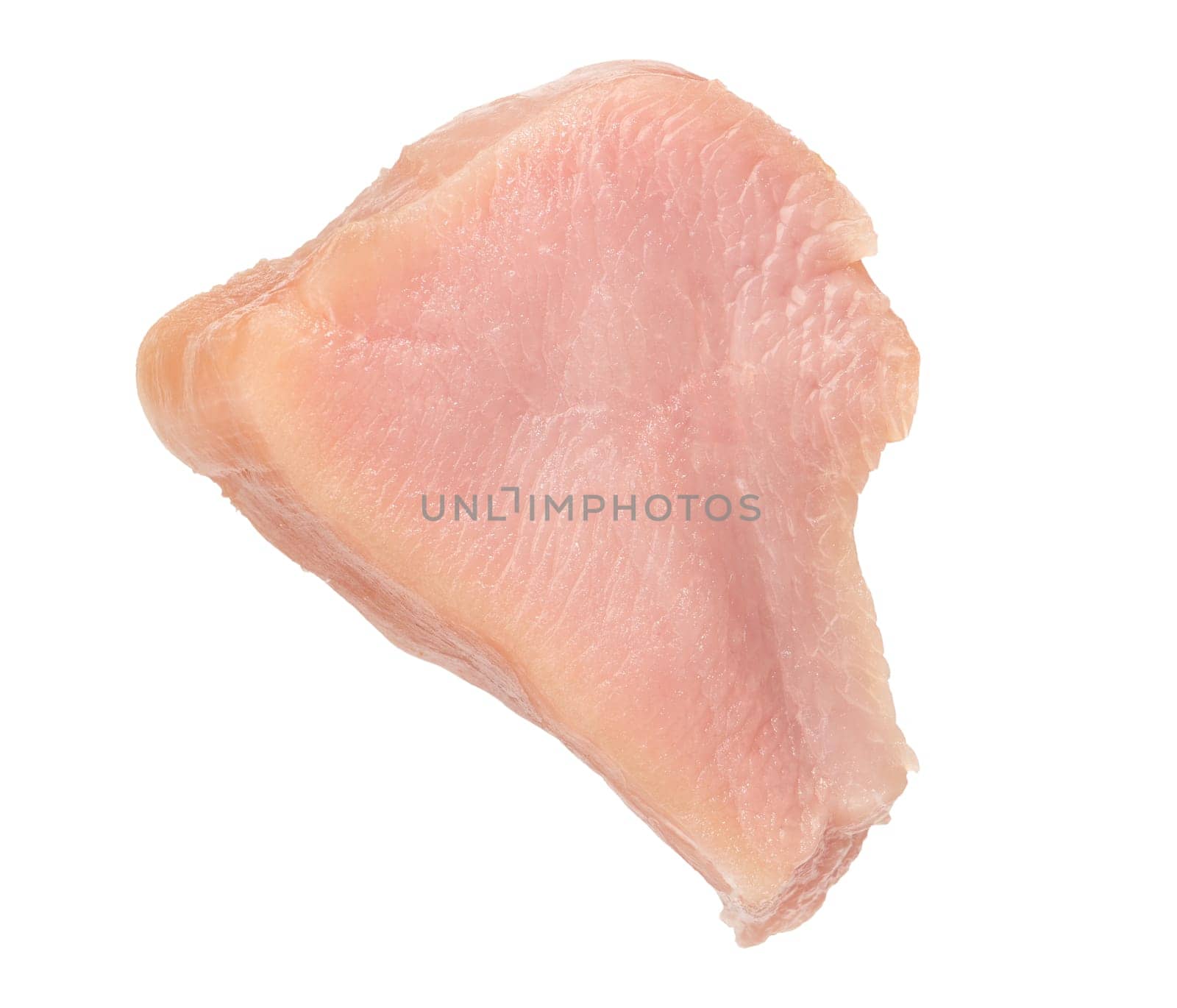 Turkish meat. Fillet of a piece of turkey isolated on a white background. Isolate piece of juicy turkey meat for advertising banner or product label. by SERSOL