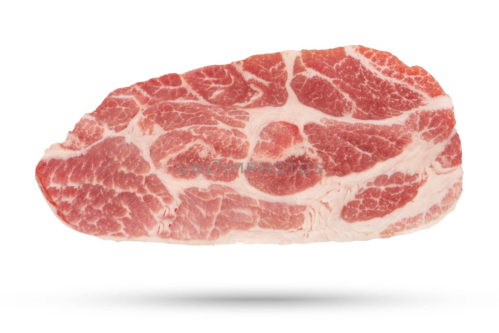 A piece of beef. Large piece of beef isolated on a white background. A piece of juicy beef isolated on a white background to insert into a design, project or advertising banner. by SERSOL