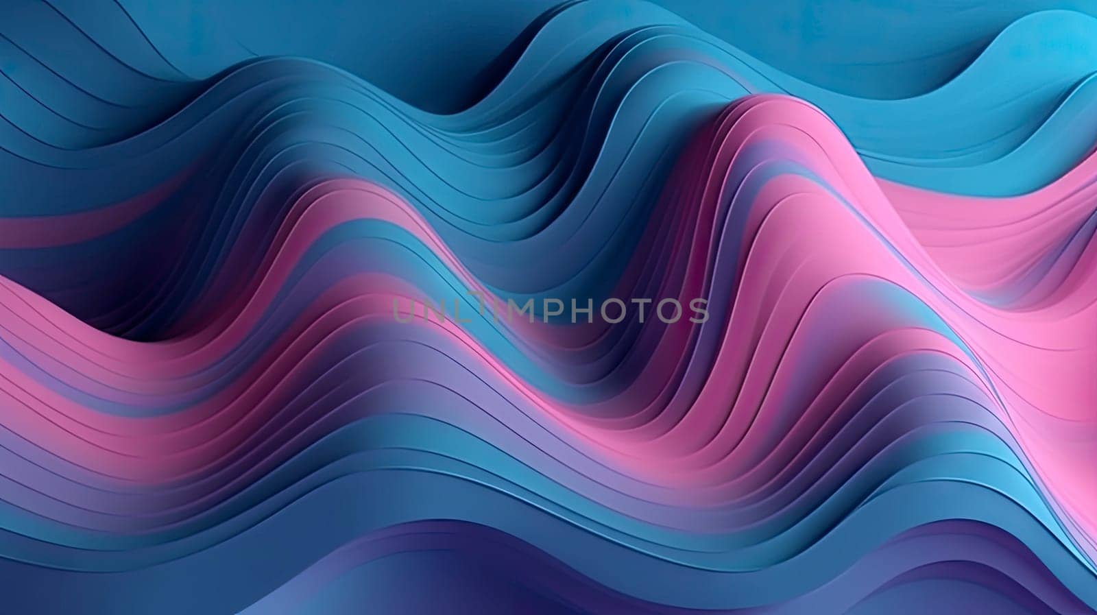 Abstract background with pink and blue crumpled paper layers, fashion wallpaper. Ai generative.