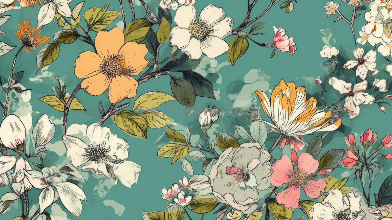 Cute seamless Shabby Chic pattern with roses and polka dots ideal for kitchen textile or bed linen fabric, curtains or interior wallpaper design, can be used for scrap booking pape. Ai generative