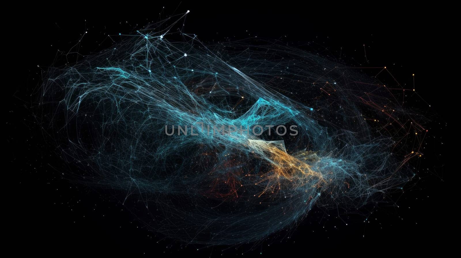 Particles collision in Hadron Collider. Astrophysics concept. Ai generative