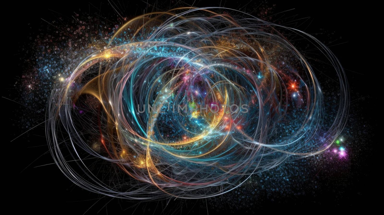 Particles collision in Hadron Collider. Astrophysics concept. Ai generative