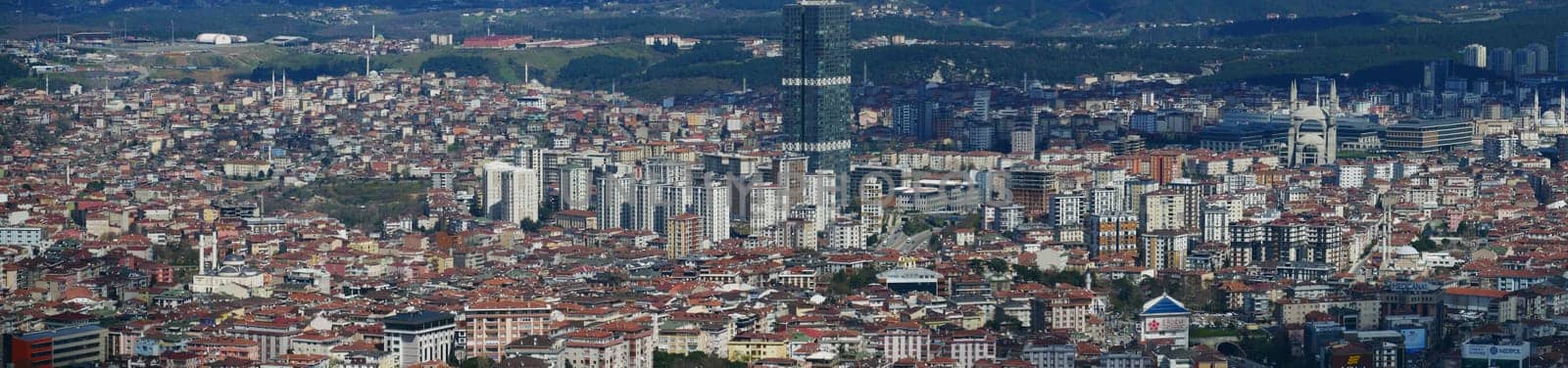 panorama shot of Istanbul Asian Side building blocks.