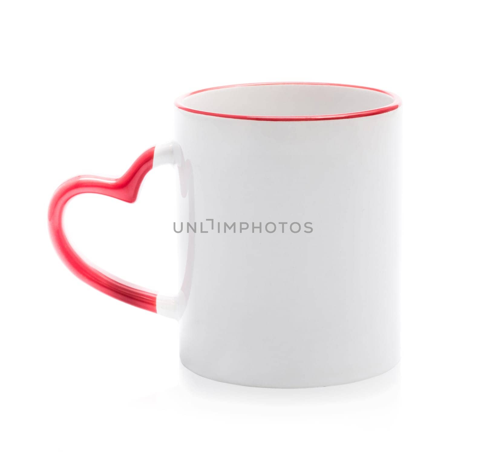 White cup with red handle in heart shape by GekaSkr